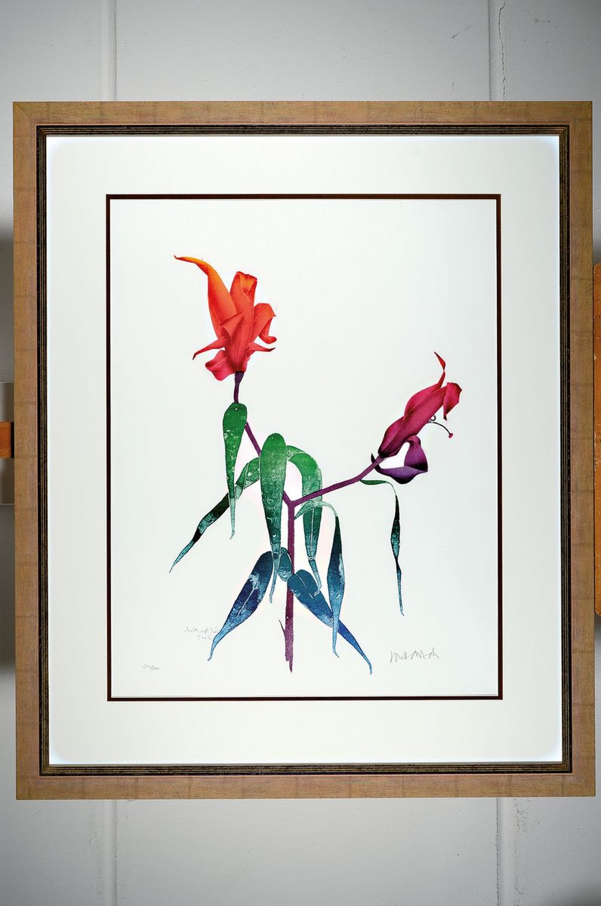 Detail k: Paul Wunderlich, 1927 Eberswalde-2010 Saint- Pierre de Vassols, 2 großformatige Farblithographien: Rote Lilien und Mutters Lieblingsblumen, 2001 ...