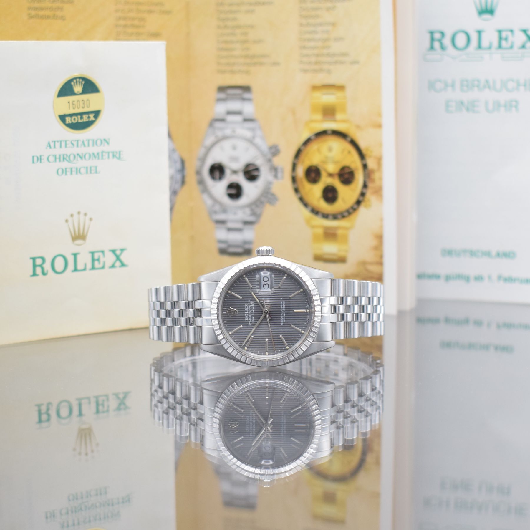 Detail a: ROLEX Herrenarmbanduhr Oyster Perpetual Datejust Referenz 16030, Automatik, Chronometer der Superlative in Edelstahl inkl. Jubileeband Ref. 62510 H, ...