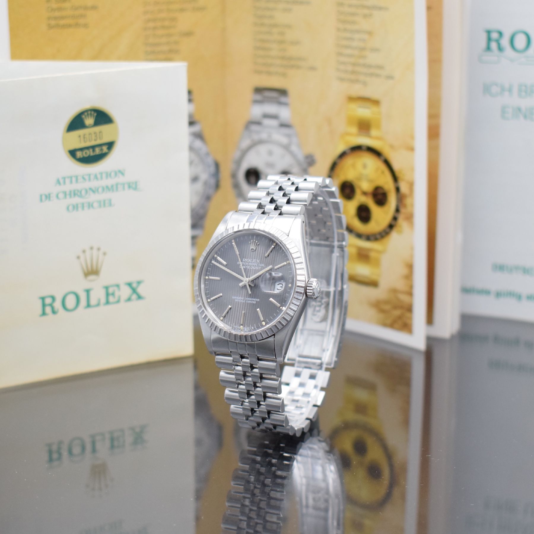Detail b: ROLEX Herrenarmbanduhr Oyster Perpetual Datejust Referenz 16030, Automatik, Chronometer der Superlative in Edelstahl inkl. Jubileeband Ref. 62510 H, ...