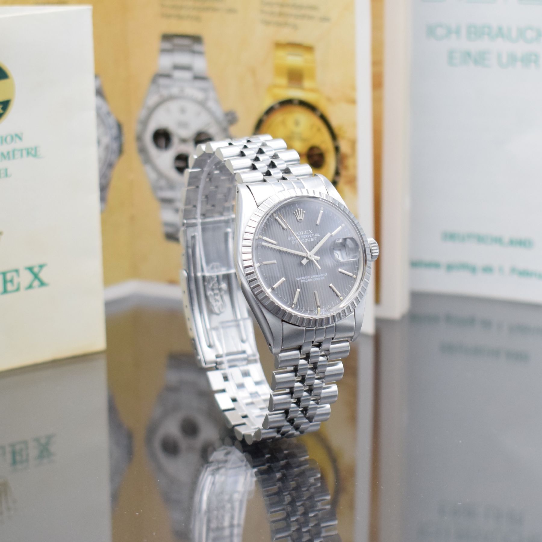 Detail d: ROLEX Herrenarmbanduhr Oyster Perpetual Datejust Referenz 16030, Automatik, Chronometer der Superlative in Edelstahl inkl. Jubileeband Ref. 62510 H, ...