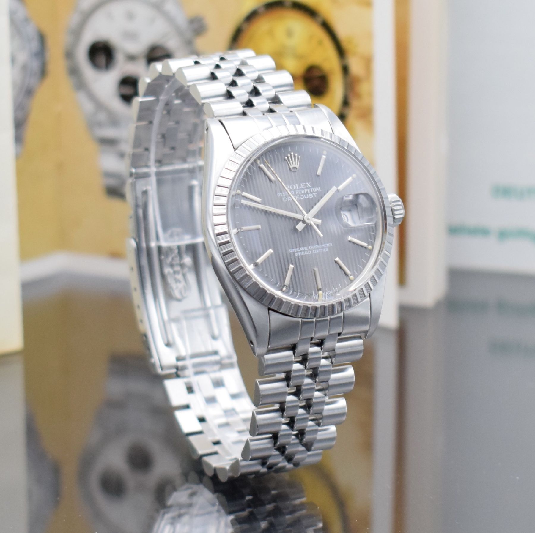 Detail e: ROLEX Herrenarmbanduhr Oyster Perpetual Datejust Referenz 16030, Automatik, Chronometer der Superlative in Edelstahl inkl. Jubileeband Ref. 62510 H, ...