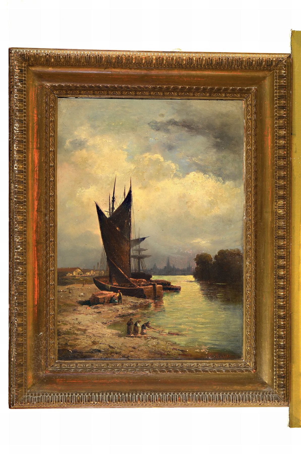Detail k: Carl Lafite, 1830-1900, Fischerboot vor der Küste, Öl/Lwd, rechts unten signiert, ca. 51x37cm, R. ca. 70x55cm