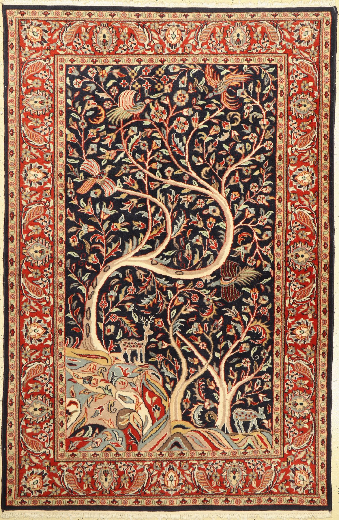 Lahor alt, Pakistan, ca. 50 Jahre, Wolle auf Baumwolle, ca. 195 x 129 cm,guter Zustand,leicht verschmutzt