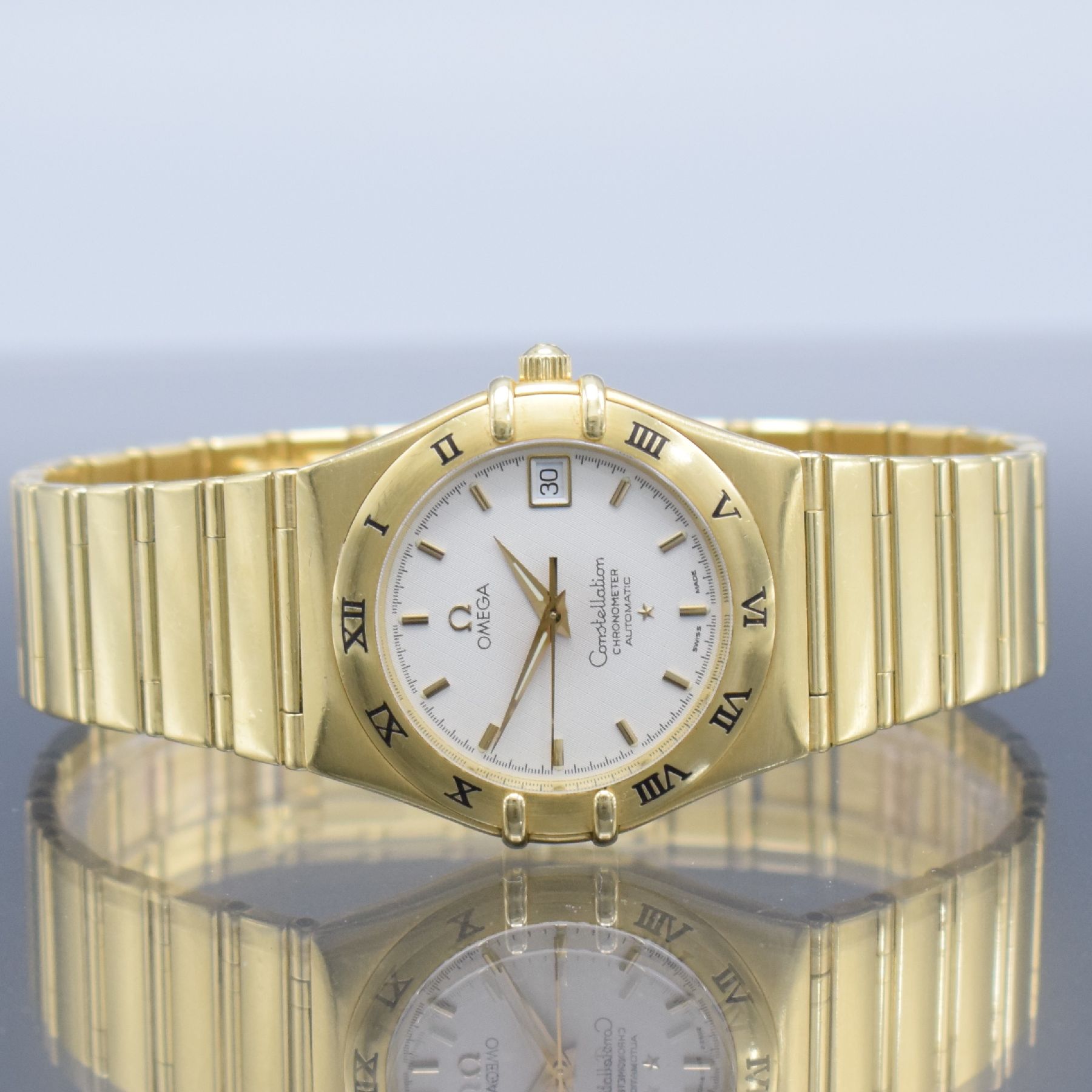 Detail a: OMEGA Herrenarmbanduhr Constellation Chronometer in GG 750/000 Referenz 368.1201, Automatik, Schweiz um 1995, massives Goldgeh. inkl. Gliederband m. ...