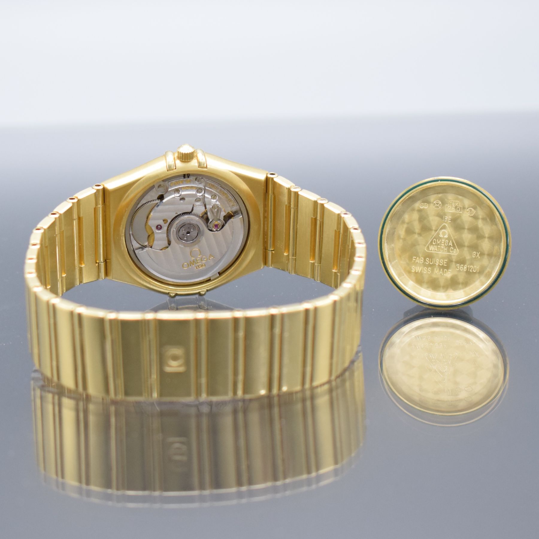 Detail i: OMEGA Herrenarmbanduhr Constellation Chronometer in GG 750/000 Referenz 368.1201, Automatik, Schweiz um 1995, massives Goldgeh. inkl. Gliederband m. ...