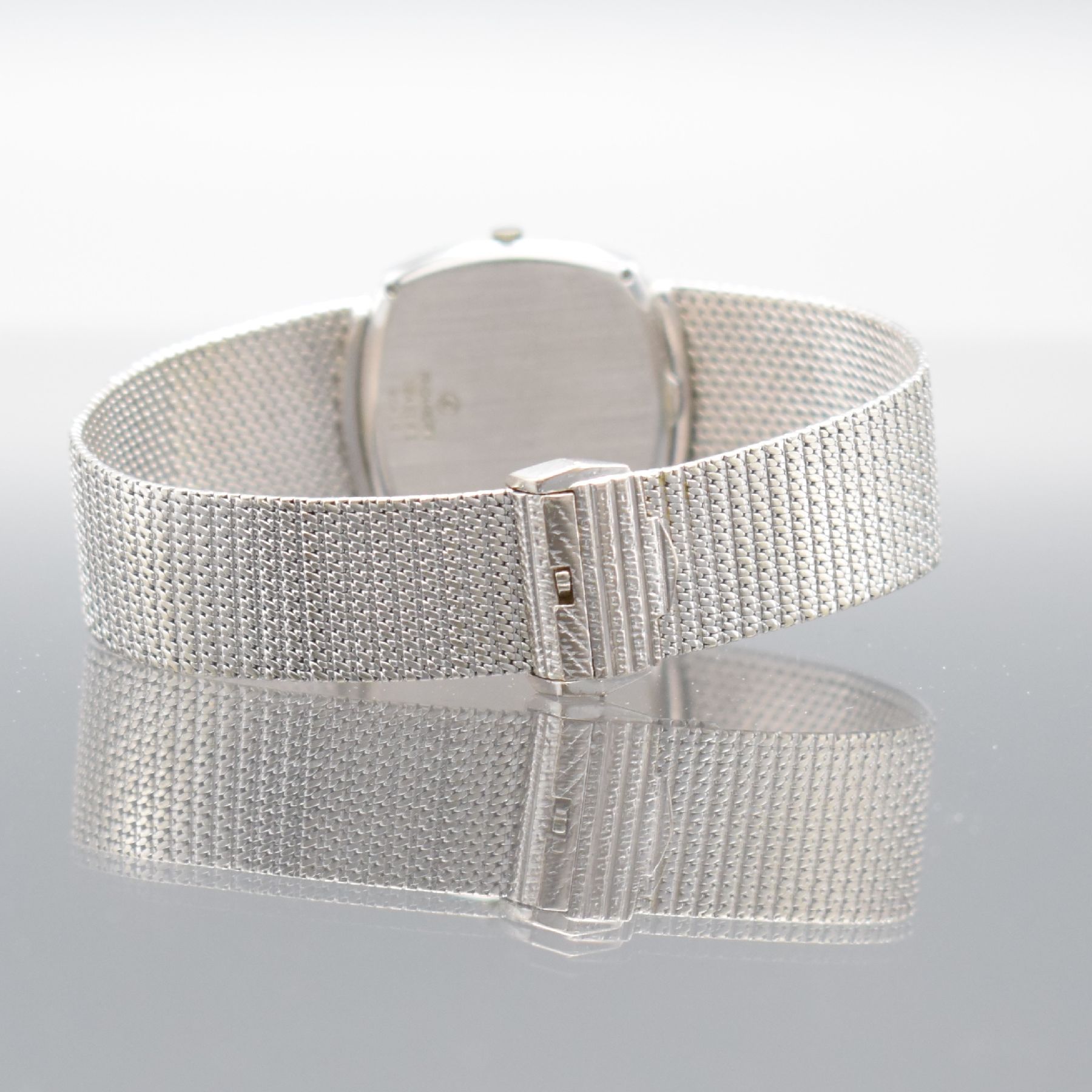Detail f: PIAGET feine Armbanduhr in WG 750/000 Referenz 12421R1, Automatik, Schweiz 1970er Jahre, 2-teil. Geh., Indexlünette, Boden 4-fach verschr., silb. ...