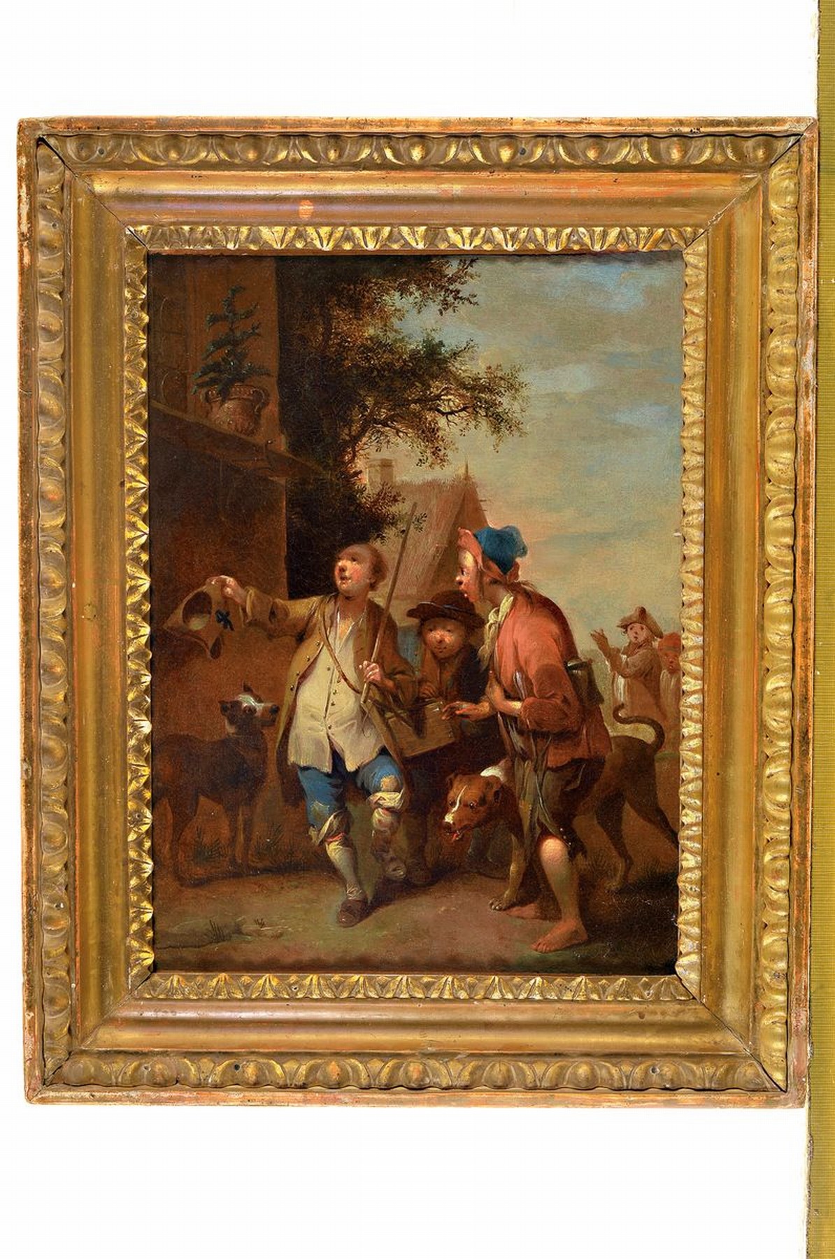 Detail k: Zuschreibung Johann Conrad Seekatz, 1719 Grünstadt/Pfalz - 1768 Darmstadt, tanzende Savoyardenknaben mit Hunden, Genreszene mit in sich aufeinander ...
