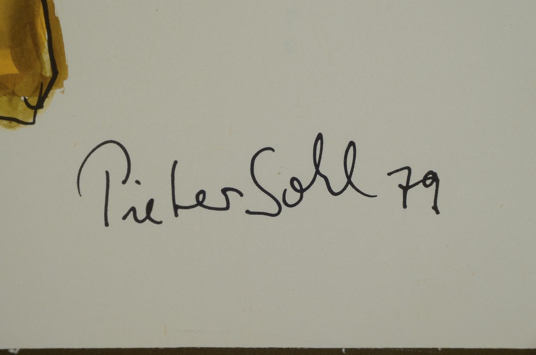 Detail c: Pieter Sohl, geb. 1933 Mannheim, lebt und arbeitet in Heidelberg, drei Figuren, Tusche und Aquarell auf Papier, rechts unten signiert und dat. 79, ...