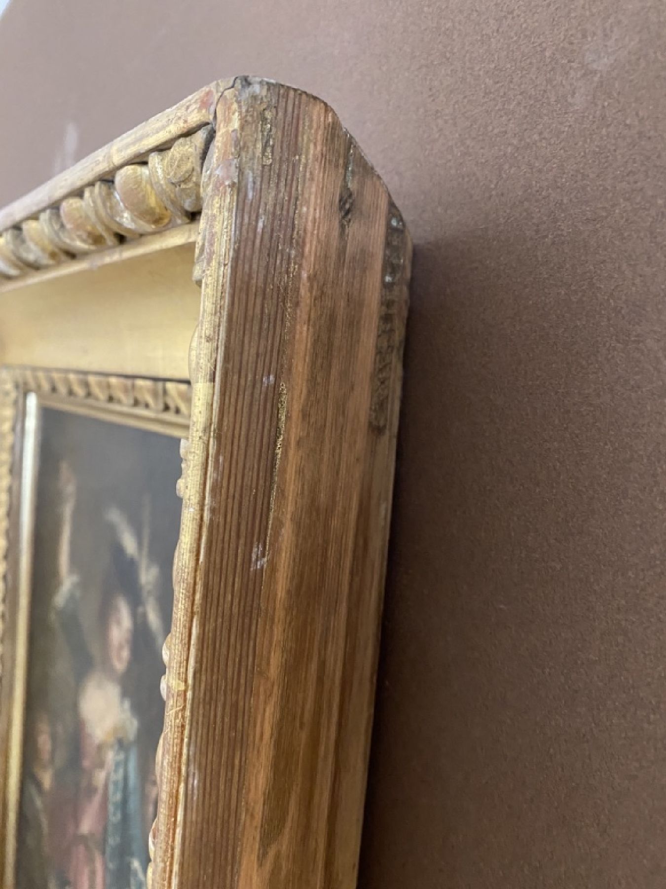 Detail c: Süddeutscher Maler, um 1770, Edeldame mit Flakon in der Hand und Hofdamen, Öl/Lwd, doubliert, rest., ca. 28 x 21.5 cm, vergoldeter Rahmen um ...