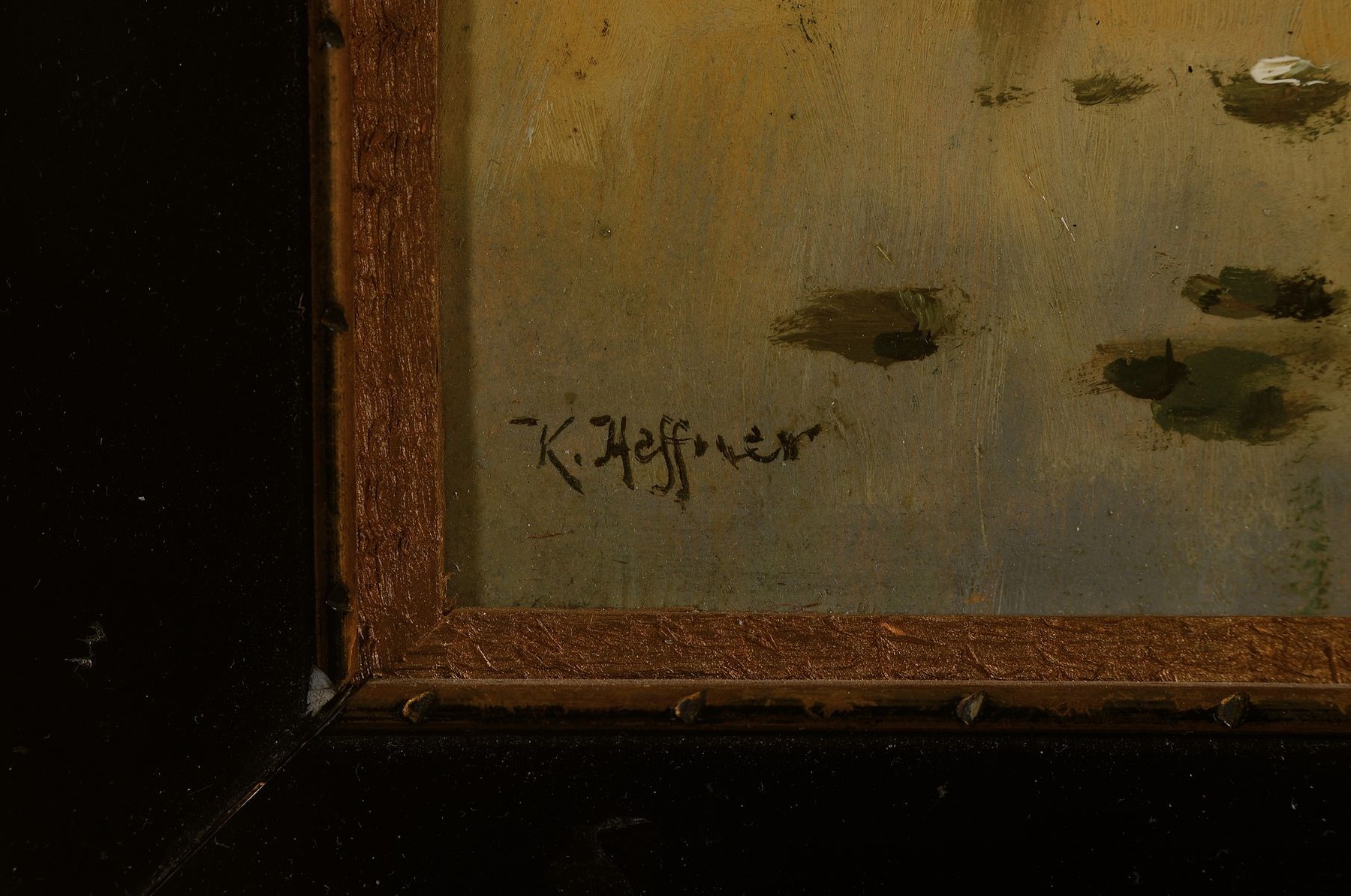 Detail a: Karl Heffner, 1849 Würzburg - 1925, großer Anhänger von Richard Wagner, Ansicht von Dinkelsbühl in der Dämmerung, Öl/Malkarton, gekonnte ...