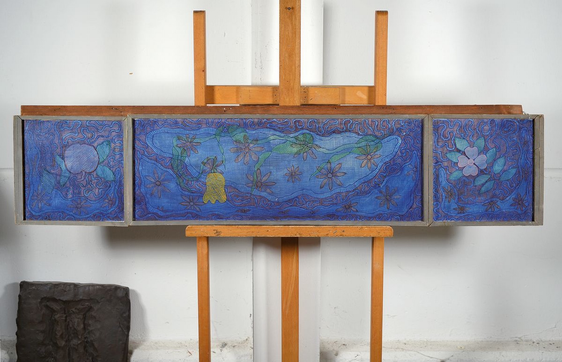 Detail k: Hermann Schütte, 1893 Osnabrück-1973 Hamburg, Triptychon, Öl/Lwd, Seitenteile je ca. 24x24cm, Mittelteil ca. 24x69cm