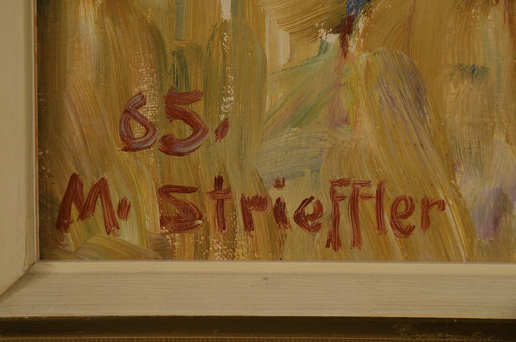Detail a: Marie Strieffler, 1917-1987 Landau, Blumenstillleben, Öl/Lwd, links unten signiert und dat. 65, ca. 60x76cm, R. ca. 75x90cm
