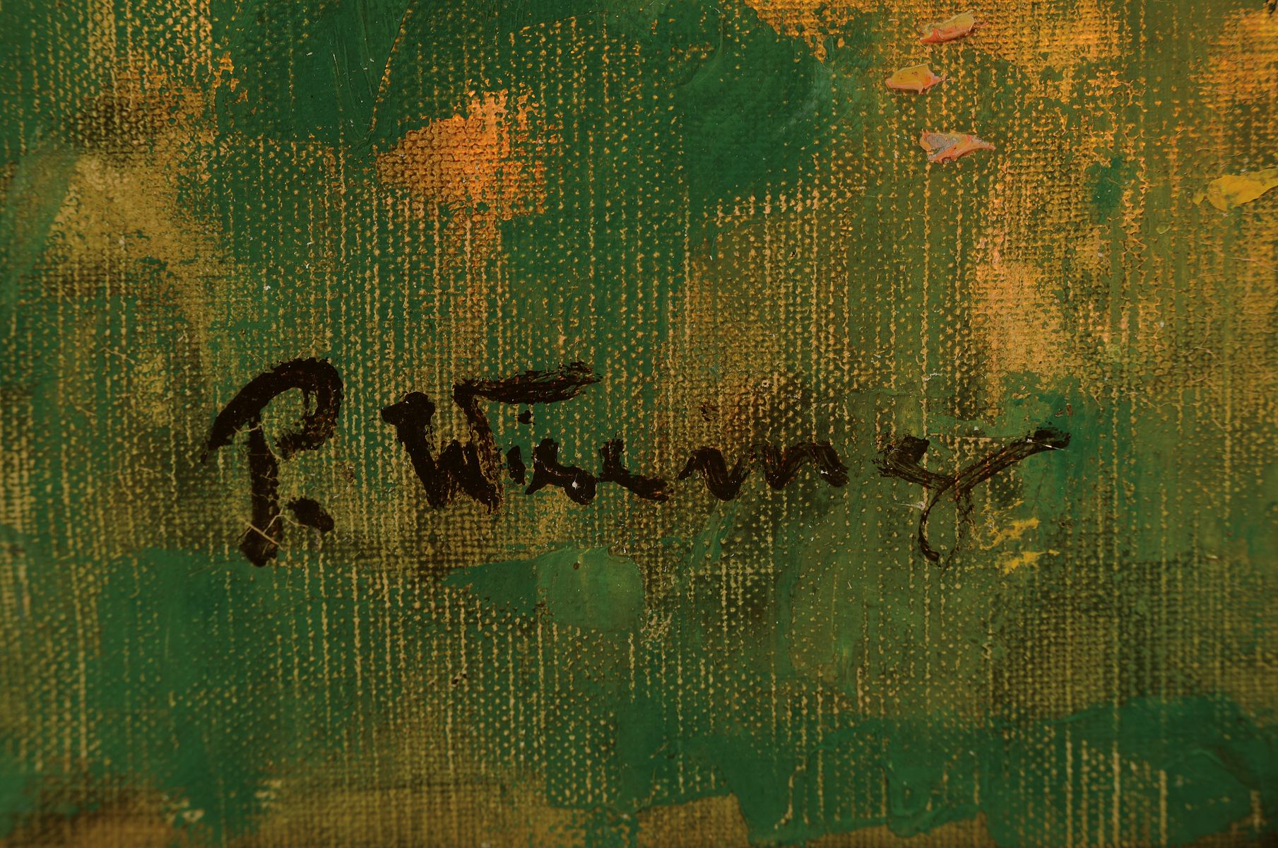 Detail a: Paul Wirsing, 1870 Waltershausen-1943 Neu-Isenburg, Zwei Ochsen vor einem Karren in sommerlicher Landschaft, Öl/Lwd, links unten signiert, ca. ...