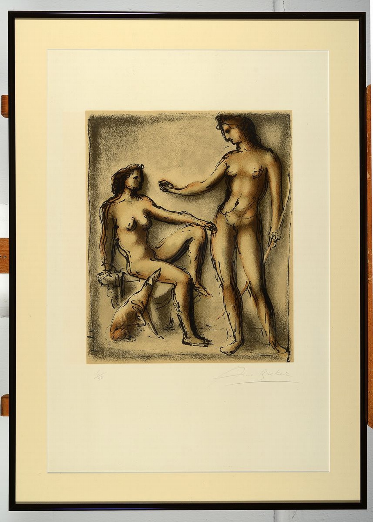 Detail k: Arno Breker,1900 - 1991, Lithographie, num. 6/50, handsigniert, ca. 36 x 29 cm Abbildung, unter Glas, Rahmen PP., ca. 70 x 51 cm