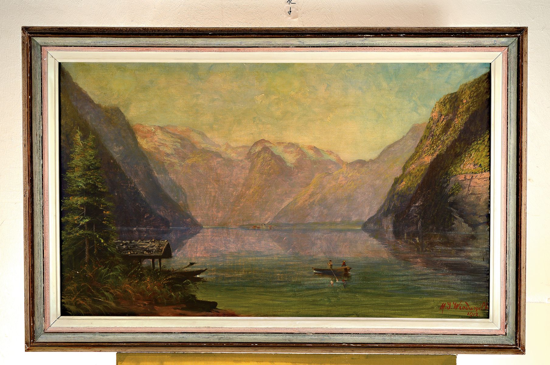 Detail k: M.J. Wieduwilt, Maler des 19./20. Jh., Königsee, öl/Lwd, rechts unten signiert und dat. 1912, ca. 60x100cm, R. ca. 75x115cm