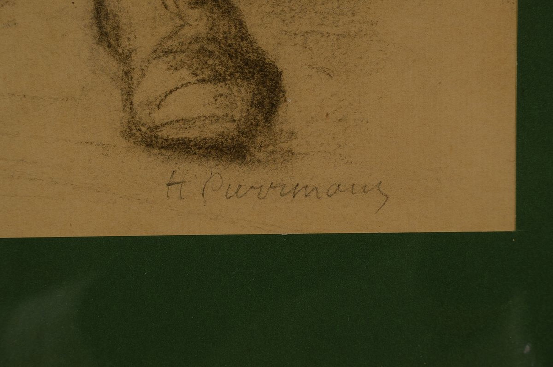 Detail a: Hans Purrmann, 1880 Speyer-1966 Basel, sitzender Mann, Lithographie, rechts unten handsigniert, Papier gebräunt, ca. 32x22cm, u.Gl., R. ca. 42x32cm