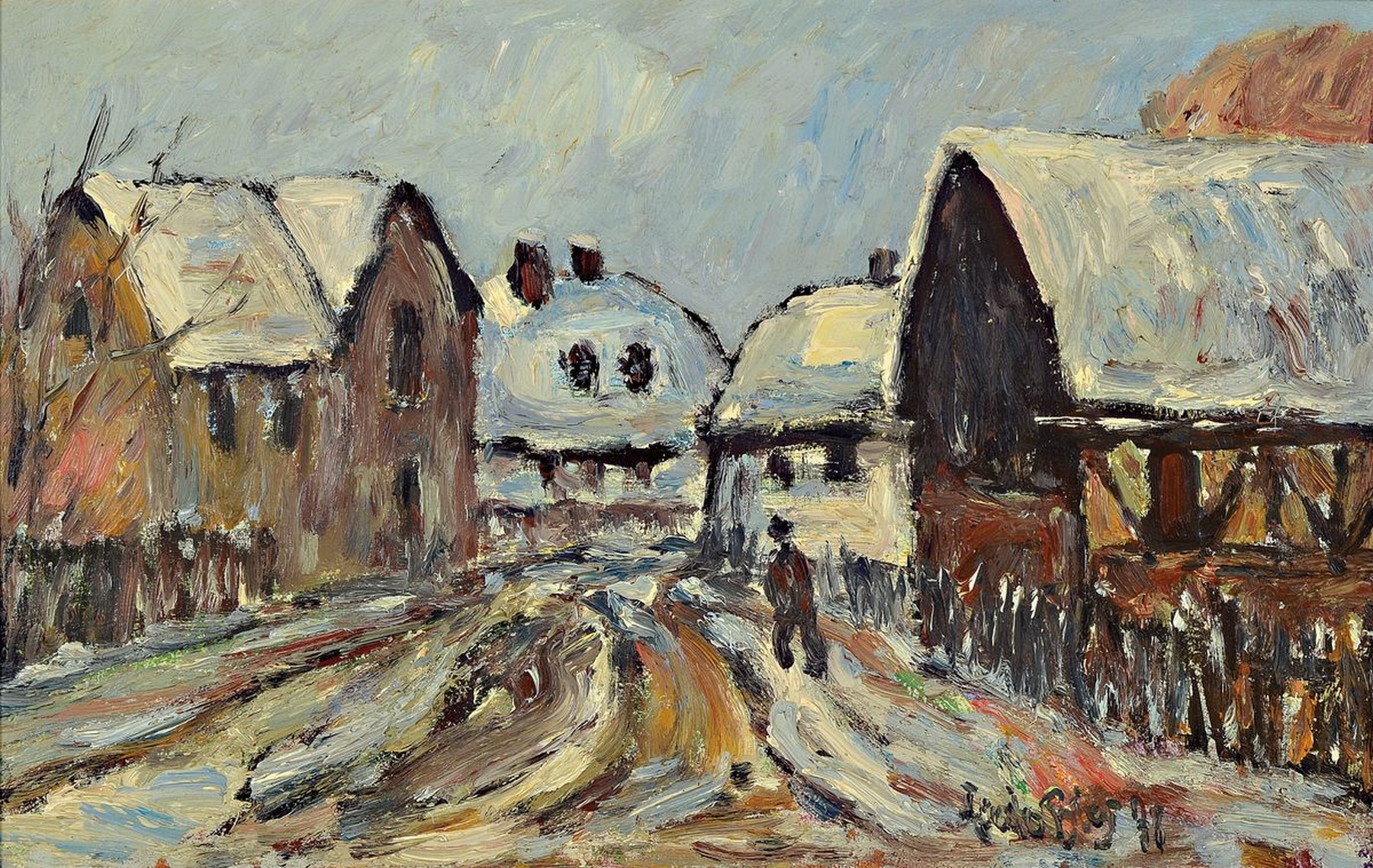 Fredo Bley, 1929 Mylau-2010 Reichenbach im Vogtland, verschneite Dorfansicht, Öl/ Hartfaser, rechts unten signiert und dat. 78. ca. 33x53cm, R. ca. ...