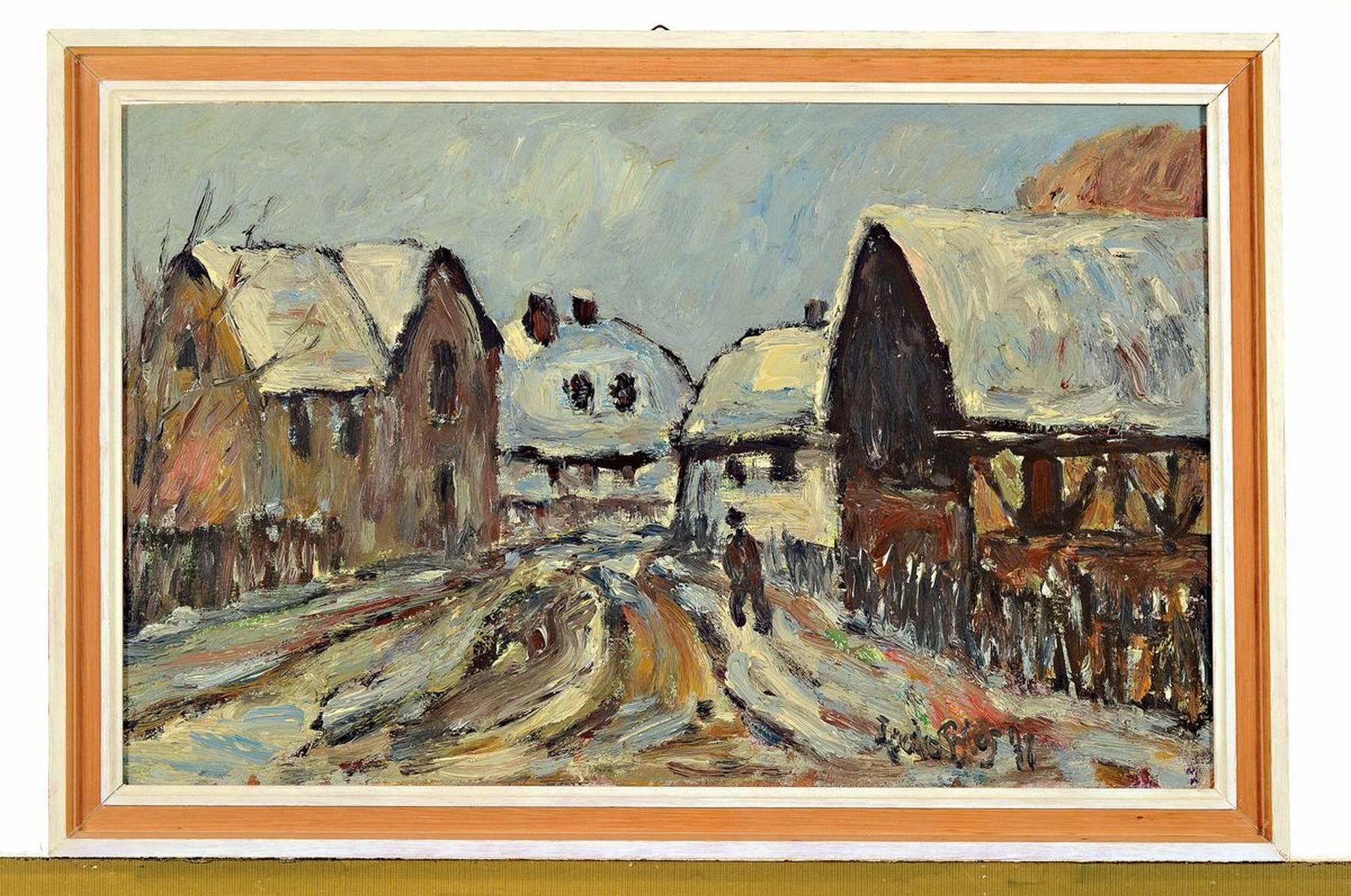 Detail k: Fredo Bley, 1929 Mylau-2010 Reichenbach im Vogtland, verschneite Dorfansicht, Öl/ Hartfaser, rechts unten signiert und dat. 78. ca. 33x53cm, R. ca. ...