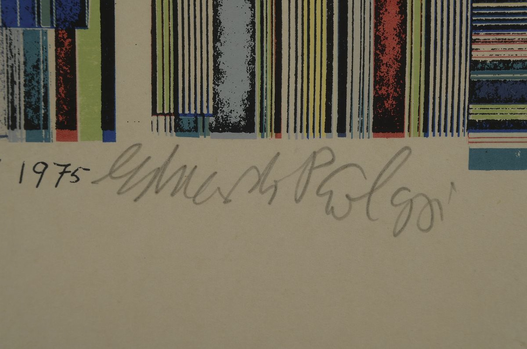 Detail a: Eduardo Paolozzi, 1924-2005, "Appel Calder" Lithografie, sign., num. 264/500, unter Glas, links unten Glas kaputt, gesamt ca. 100x70 cm