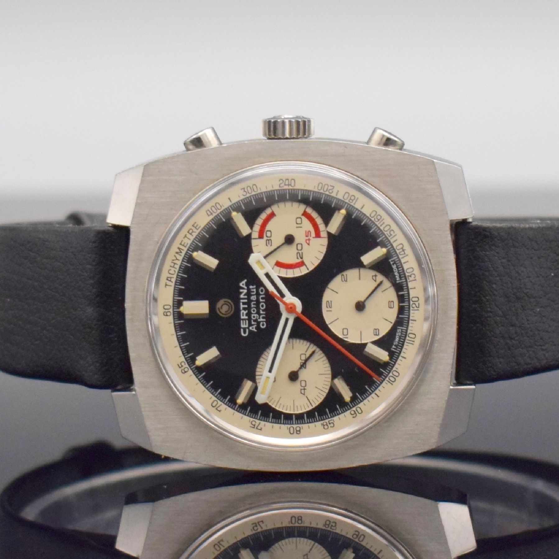 Detail a: CERTINA Argonaut Herrenarmbanduhr mit Chronograph Kal. Valjoux 726, Schweiz um 1970, Handaufzug, Ref. 8501 501, Edelstahlgeh. m. geschr. Boden, orig. ...