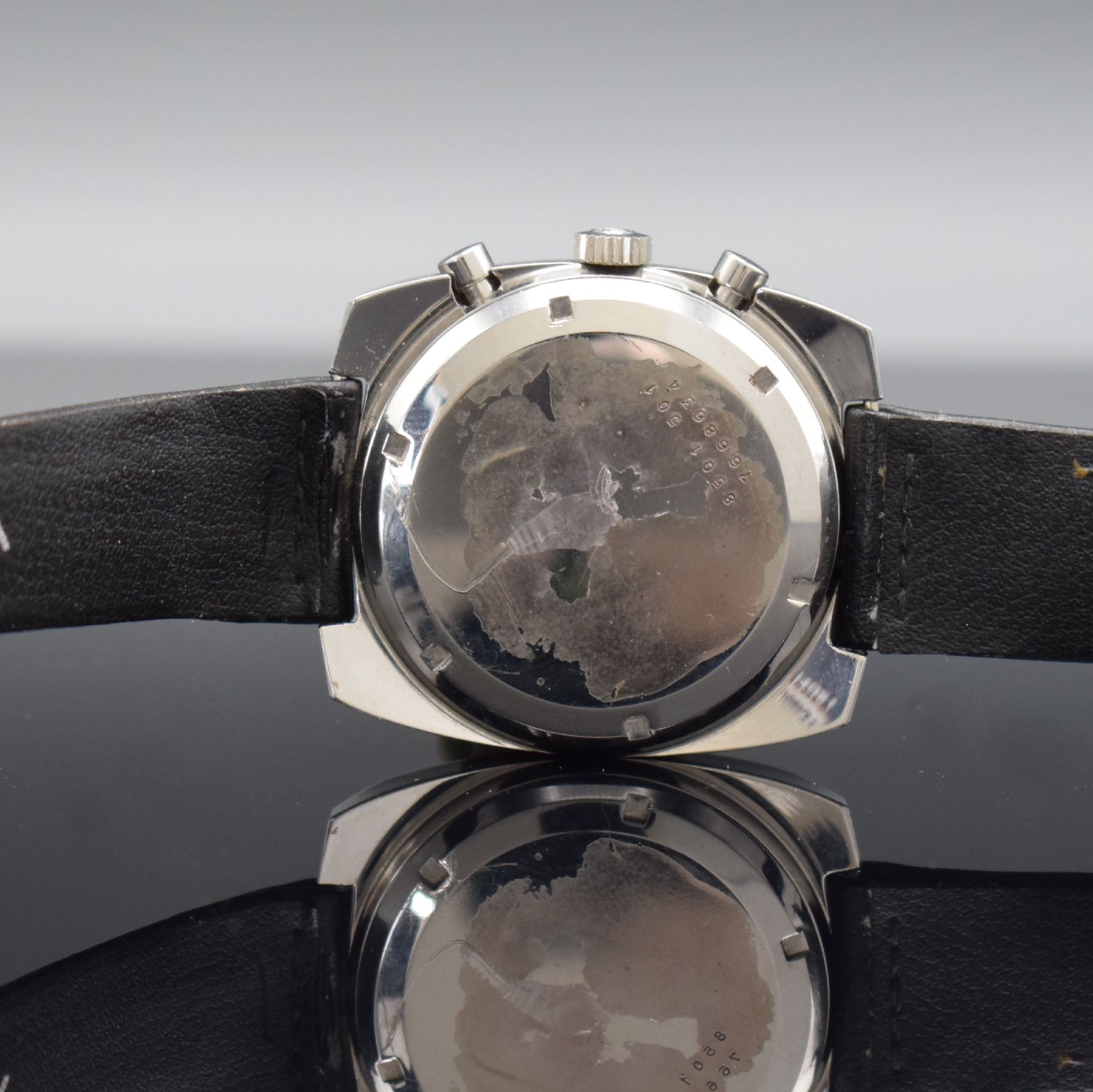 Detail f: CERTINA Argonaut Herrenarmbanduhr mit Chronograph Kal. Valjoux 726, Schweiz um 1970, Handaufzug, Ref. 8501 501, Edelstahlgeh. m. geschr. Boden, orig. ...