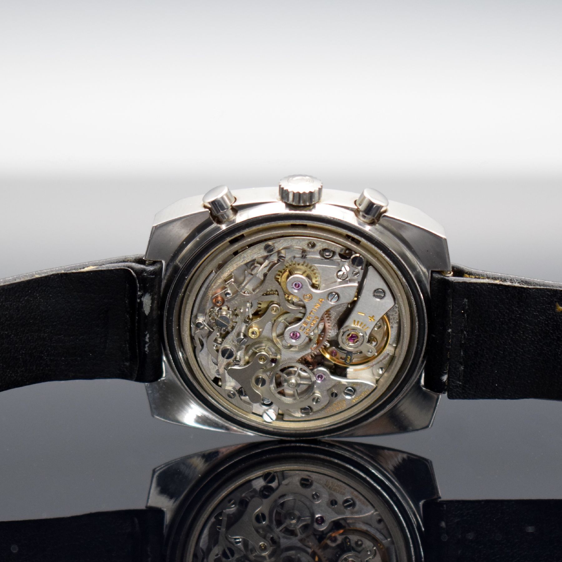 Detail g: CERTINA Argonaut Herrenarmbanduhr mit Chronograph Kal. Valjoux 726, Schweiz um 1970, Handaufzug, Ref. 8501 501, Edelstahlgeh. m. geschr. Boden, orig. ...