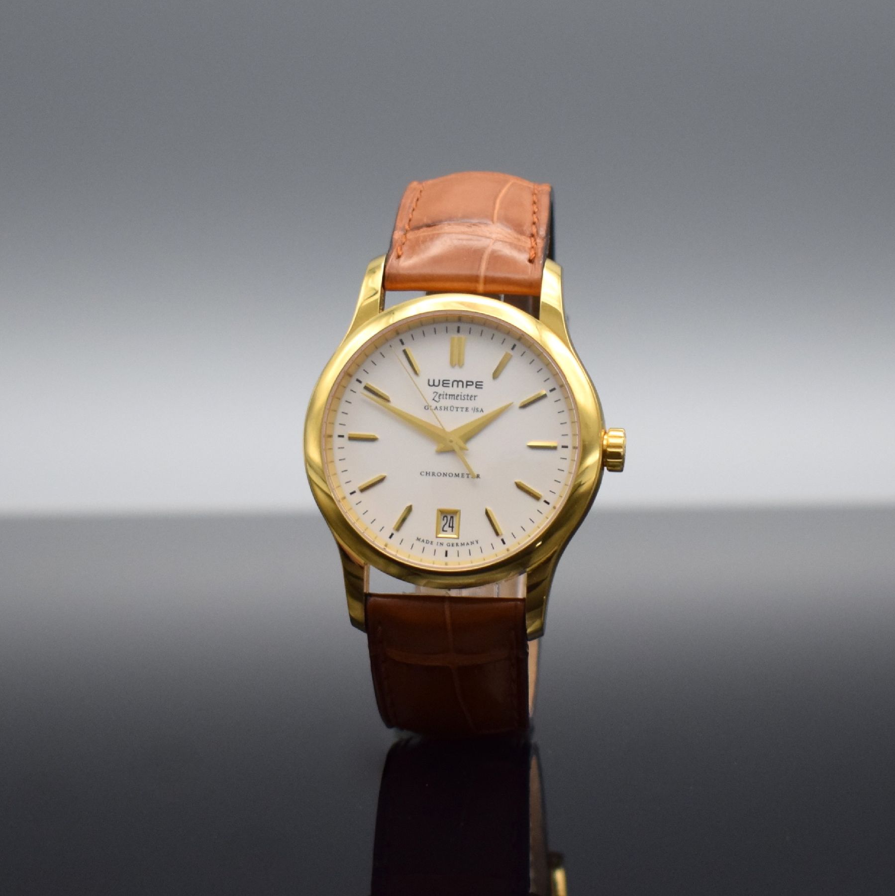 Detail b: WEMPE Zeitmeister Glashütte i/SA Chronometer Herrenarmbanduhr, Deutschland um 2010, Automatik, verg. Gehäuse, Boden 6-fach verschr., orig. ...