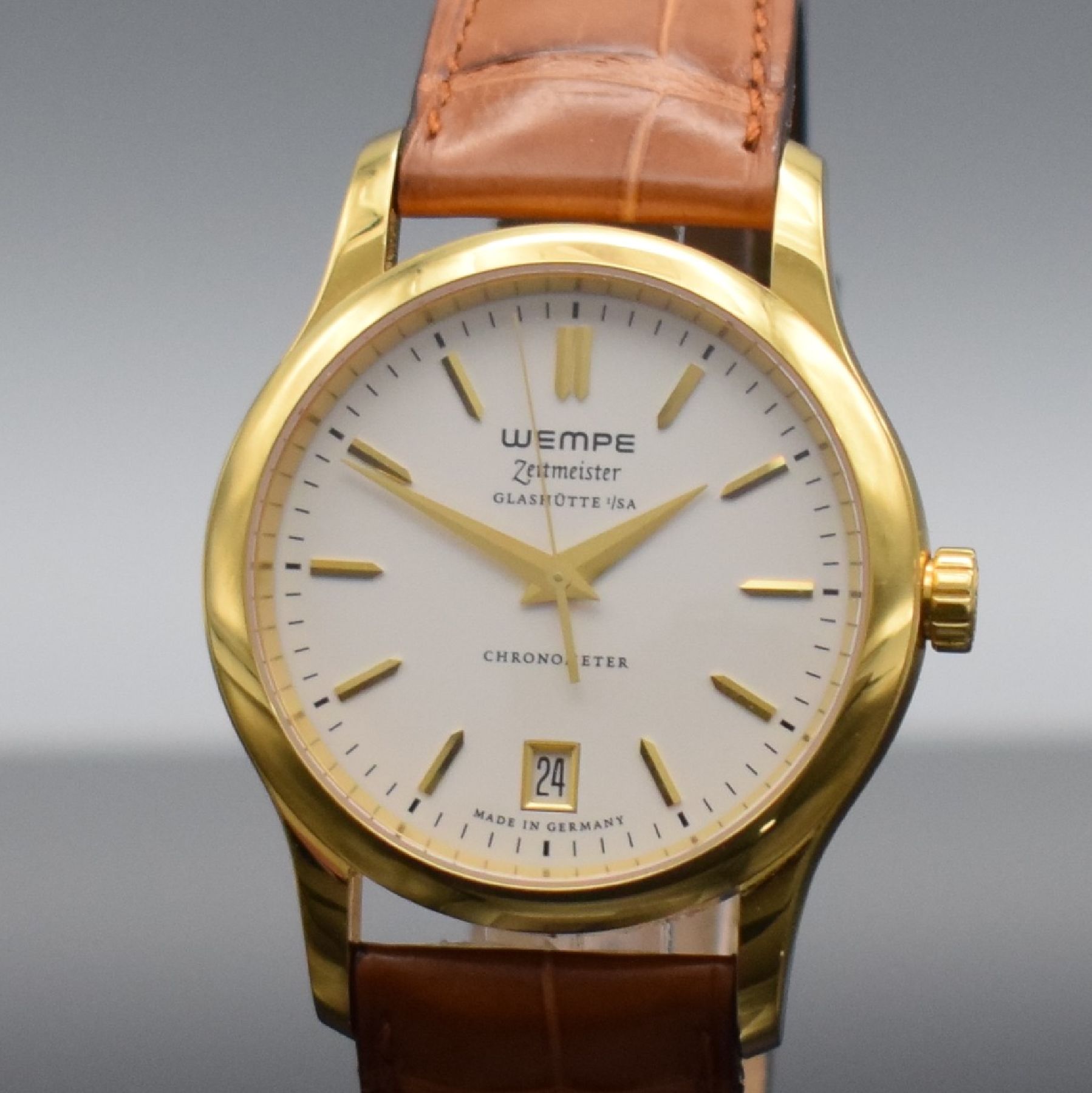 Detail c: WEMPE Zeitmeister Glashütte i/SA Chronometer Herrenarmbanduhr, Deutschland um 2010, Automatik, verg. Gehäuse, Boden 6-fach verschr., orig. ...