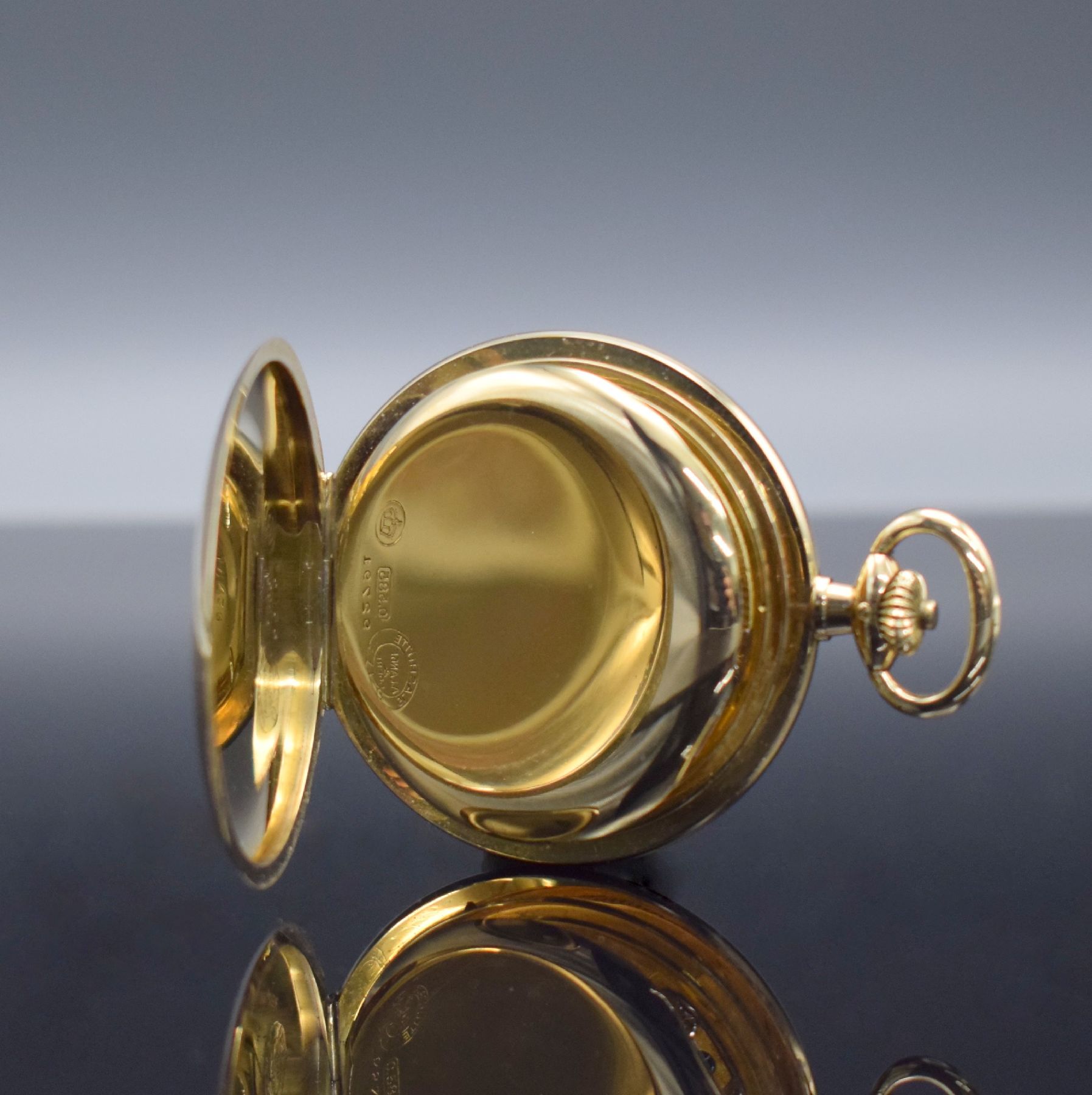 Detail d: A. LANGE & SÖHNE Deutsche Uhrenfabrikation Glashütte i/SA Savonette in GG 585/000, Deutschland um 1912, 3-Deckel Goldgeh., Metallzifferbl. m. arab. ...