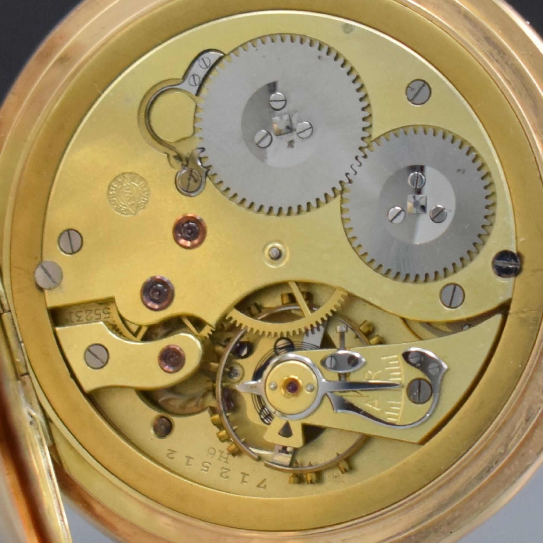Detail f: IWC offene Taschenuhr in RoseG 585/000, Schweiz um 1918, 2-Deckel Goldgeh. dell., Emailzifferbl. m. arab. Zahlen riss./besch., Stahlzeiger, verg. ...