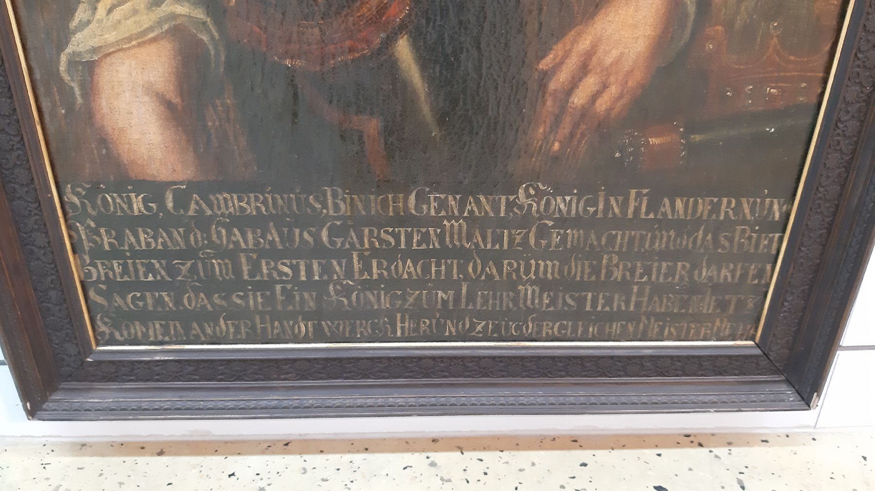 Detail c: Unbekannter Künstler, deutsch, um 1680-1700, Porträt des Königs Cambrinus von Flandern und Braband, Erfinder des Bierbrauens (ca. 1200 vor Chr.), ...