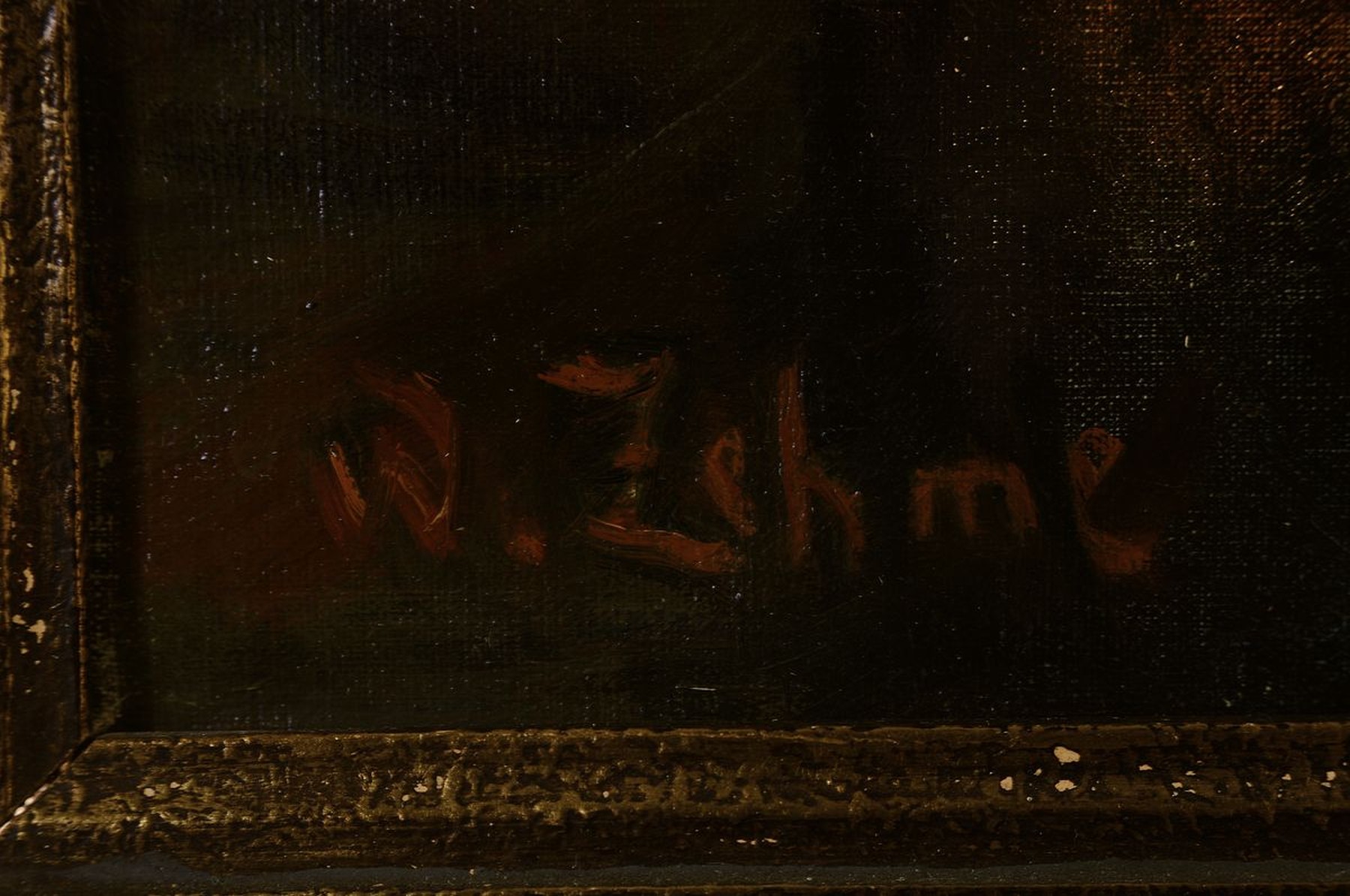 Detail a: Werner Zehme, 1859 Hagen-1947 Berlin, Bauernpaar in der Küche, Öl/Lwd, links unten signiert, ca. 78x72cm, R. ca. 98x92cm, rückseitig ...
