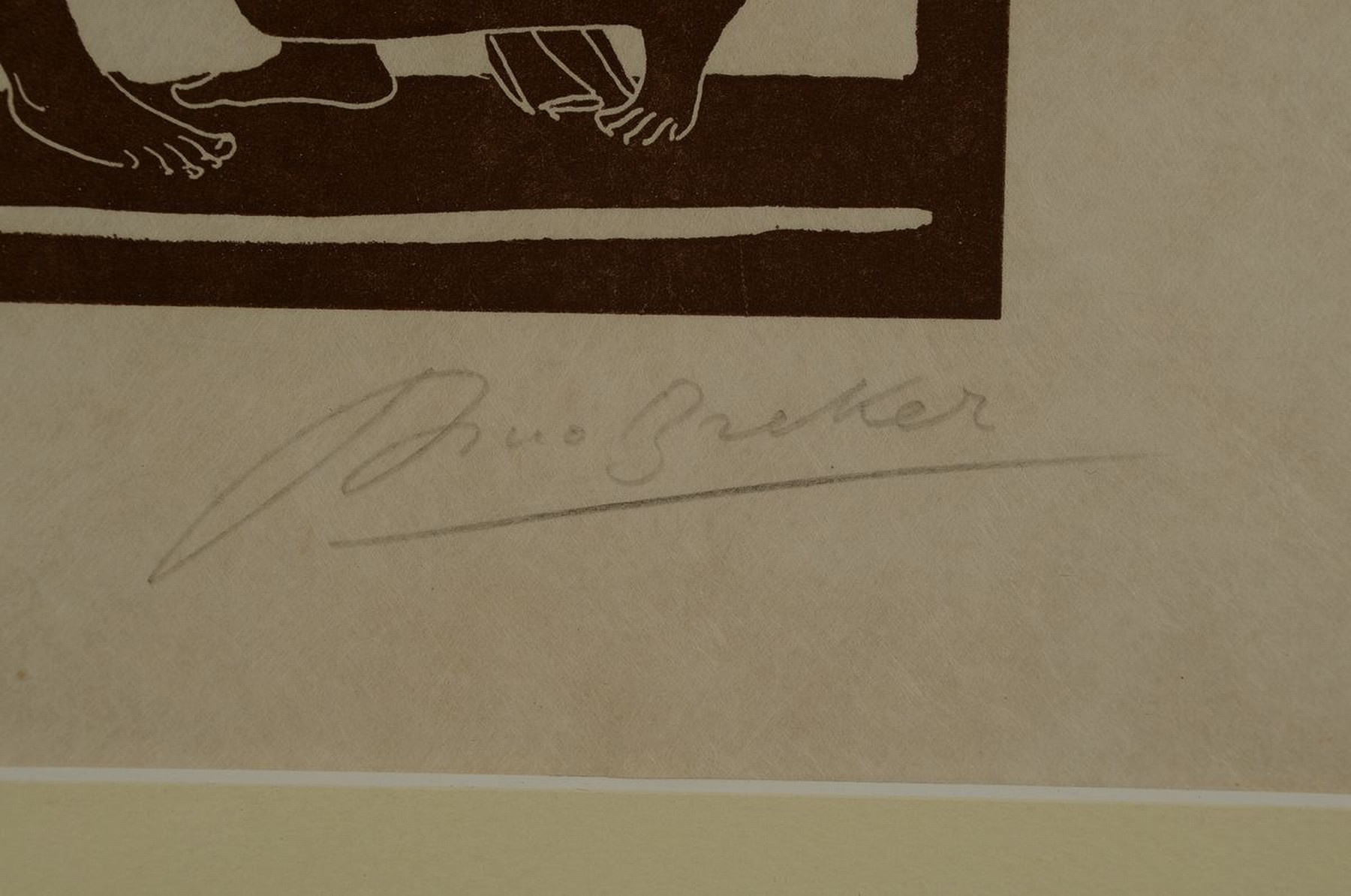 Detail a: Arno Breker, 1900 - 1991, zwei Grafiken, Farbholzschnitt: Dialog der Mädchen, handsigniert und num. 5/80, ca. 15 x 16.5 cm Abb., unter Glas, Rahmen, ...