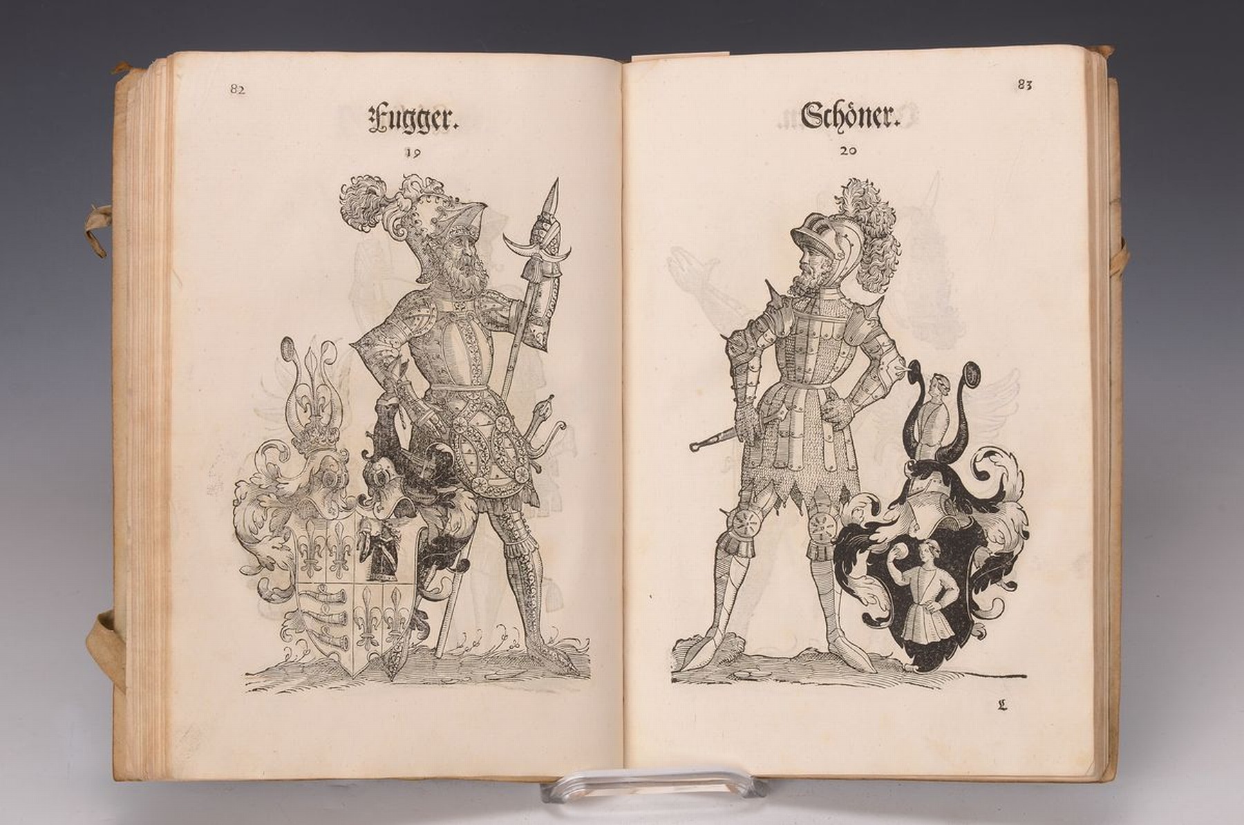 Detail a: Bericht und Anzeigen der loblichen Stadt Augspurg aller Herren Geschlecht so vor ...., 1550, 163 Seiten, mit Darstellungen der Wappen der ...