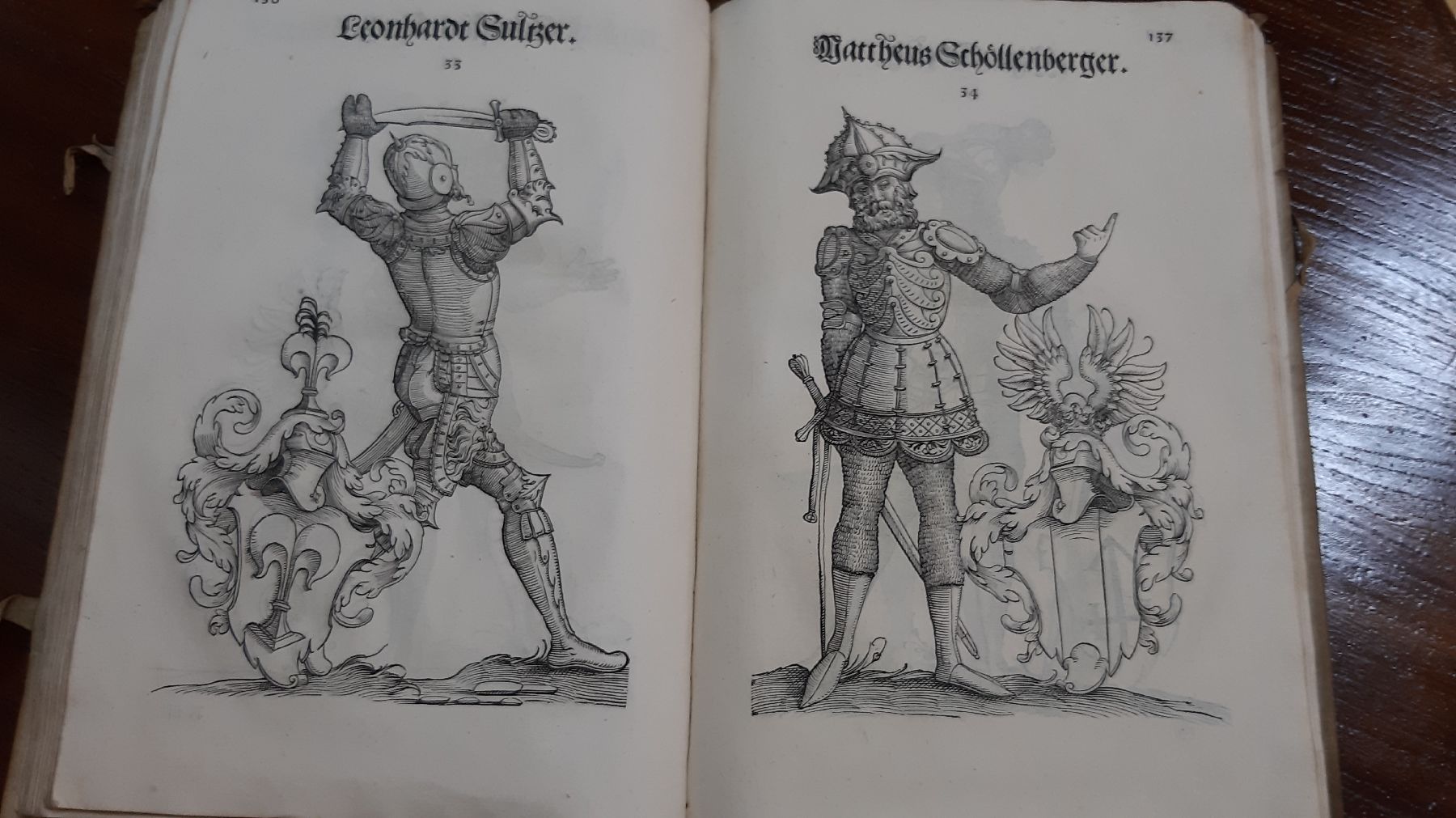 Detail f: Bericht und Anzeigen der loblichen Stadt Augspurg aller Herren Geschlecht so vor ...., 1550, 163 Seiten, mit Darstellungen der Wappen der ...