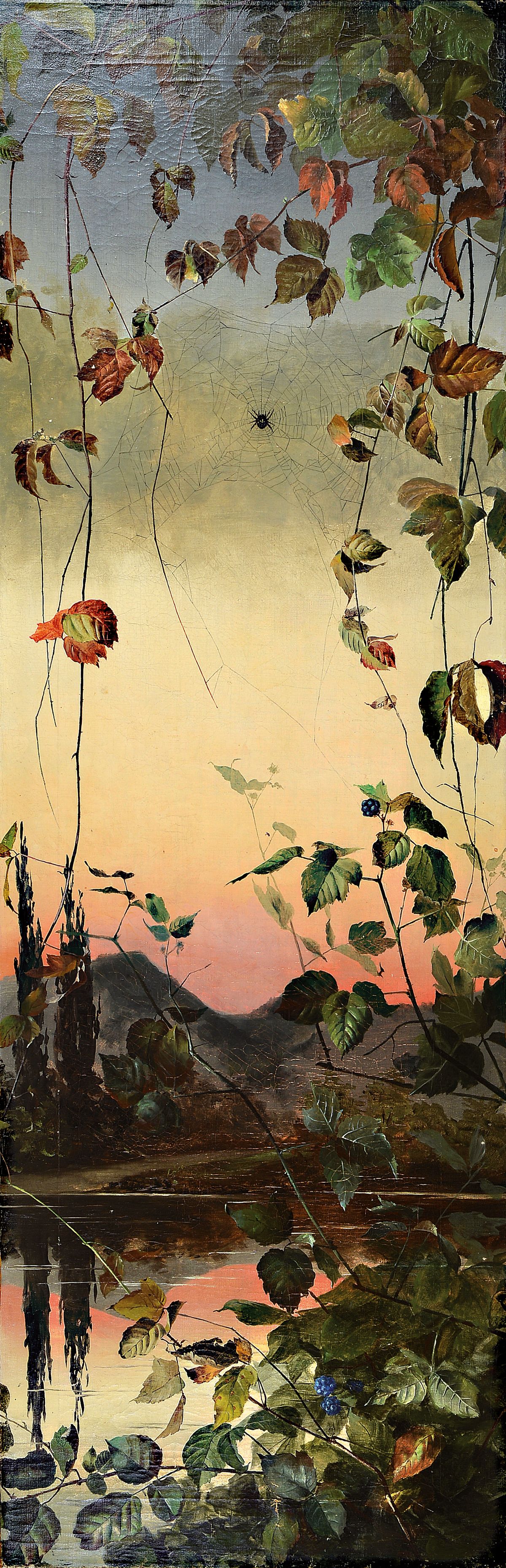 Detail b: Unbekannter Maler, erste Hälfte 20. Jh., vier Gemälde, die vier Jahreszeiten, Sommer und Frühling als Paar konzipiert und Winter und Herbst ...