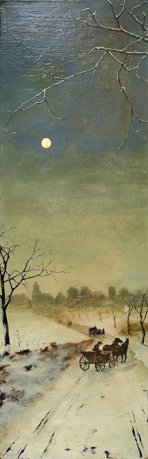 Detail c: Unbekannter Maler, erste Hälfte 20. Jh., vier Gemälde, die vier Jahreszeiten, Sommer und Frühling als Paar konzipiert und Winter und Herbst ...