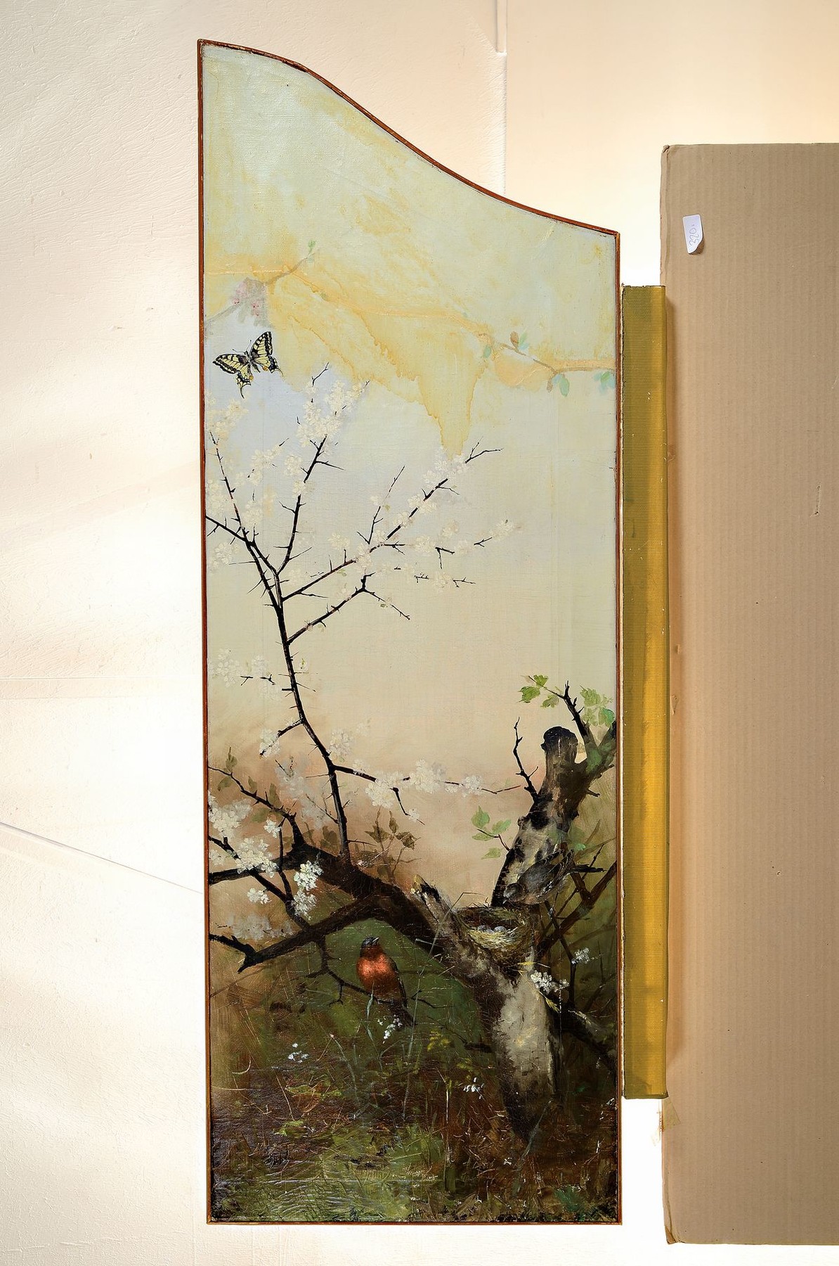 Detail l: Unbekannter Maler, erste Hälfte 20. Jh., vier Gemälde, die vier Jahreszeiten, Sommer und Frühling als Paar konzipiert und Winter und Herbst ...
