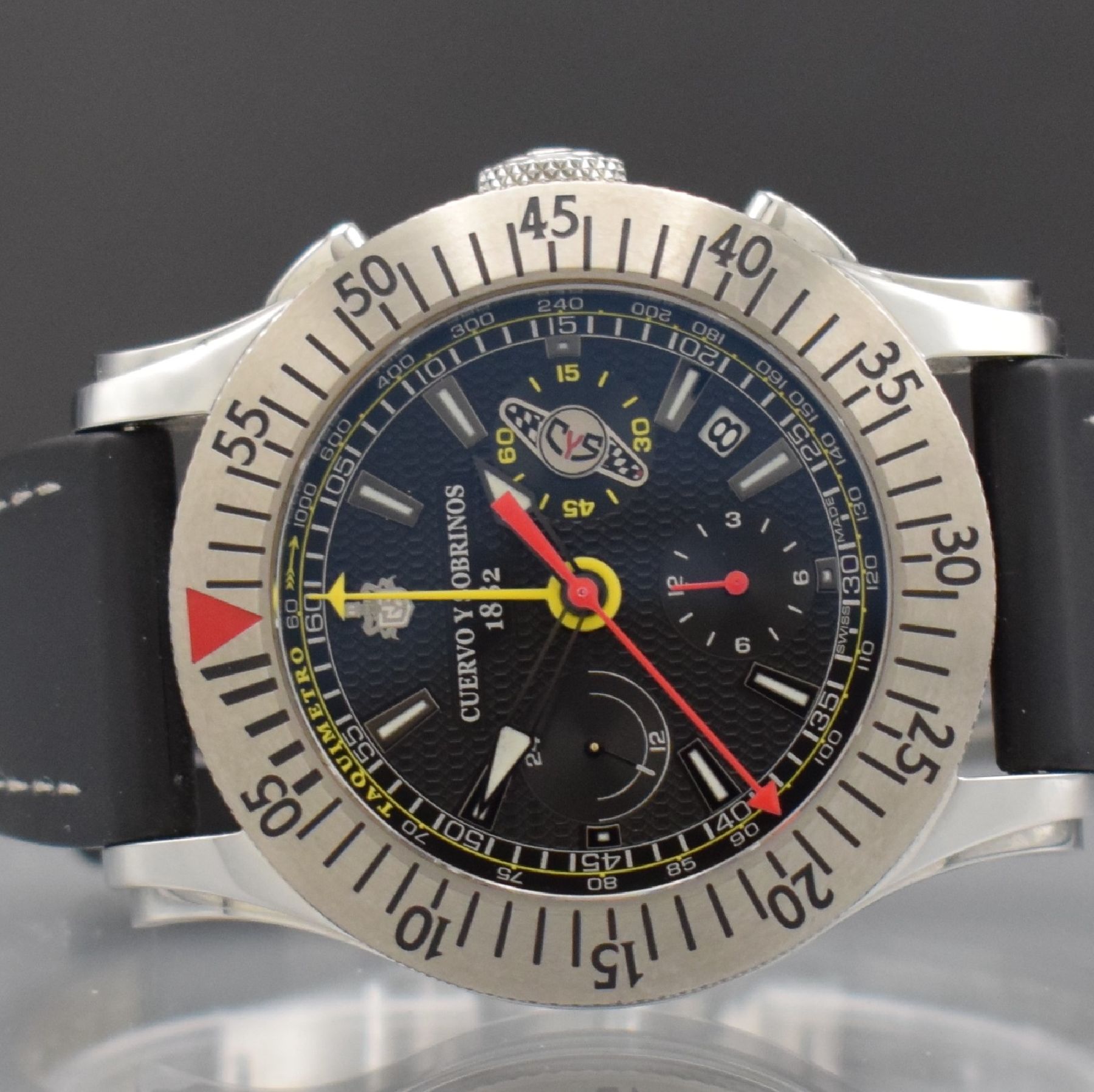 Detail a: CUERVO Y SOBRINOS Herrenarmbanduhr mit Chronograph "Robusto Chronometa Racing" Ref. 2175, Schweiz um 2010, Automatik, beids. vergl. ...