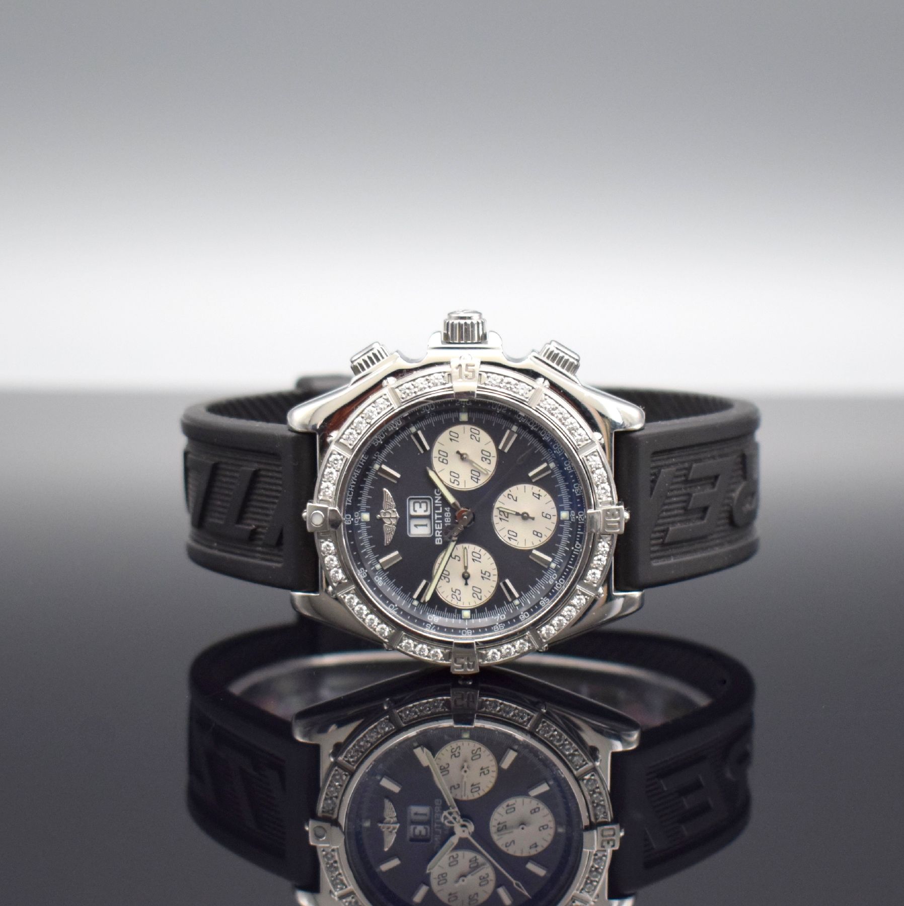 BREITLING Crosswind Armbandchronograph mit Grossdatum, Schweiz um 2005, Automatik, Ref. A44355, massives verschr. Edelstahlgeh., eins. drehb. ...