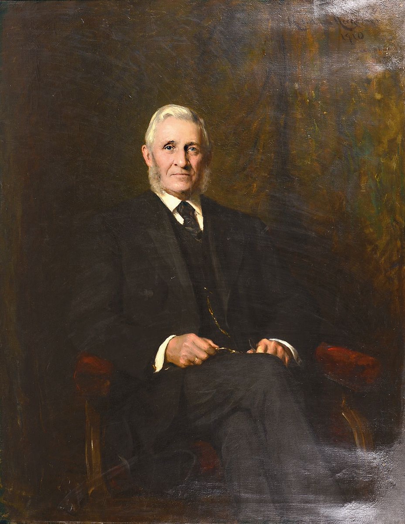 Hubert von Herkomer, 1849 Waal bei Landsberg am Lech - Salteron 1914, deutsch-britischer Maler und Bildhauer, hier: Porträt des Chemie- und ...