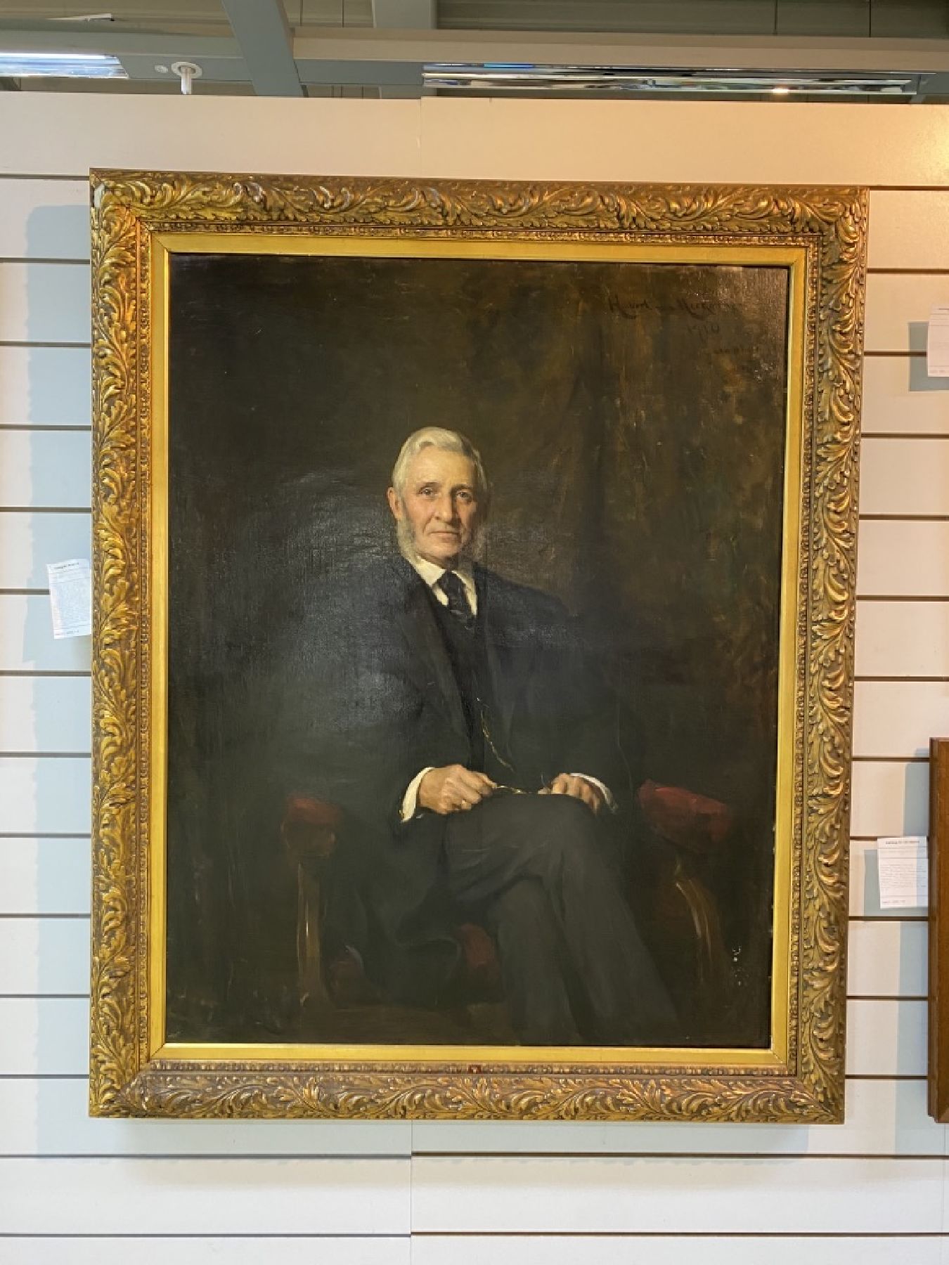 Detail a: Hubert von Herkomer, 1849 Waal bei Landsberg am Lech - Salteron 1914, deutsch-britischer Maler und Bildhauer, hier: Porträt des Chemie- und ...