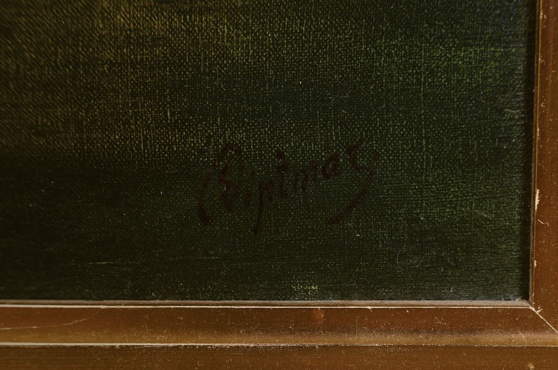 Detail a: Ungedeuteter Maler signiert Stephan o.ä., Münchener Schule, um 1900, Seelandschaft mit Blick auf die Alpen, Öl/Lwd, re. unten unleserlich ...