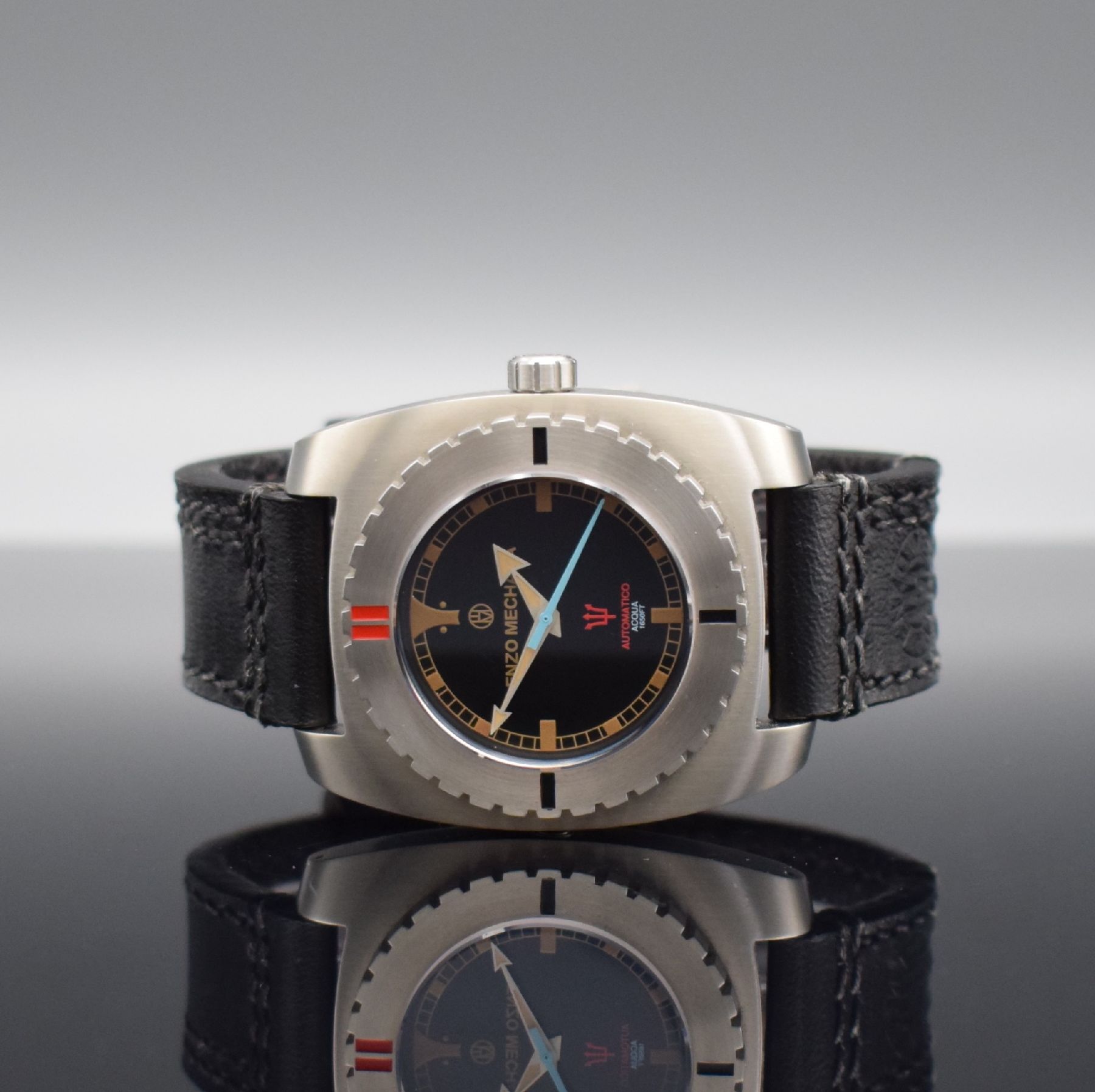 ENZO MECHANA Acqua 1650FT Herrenarmbanduhr mit Tauchereigenschaften, um 2019, Automatik, massives verschr. Gehäuse m. Helium-Ventil, eins. drehb. ...