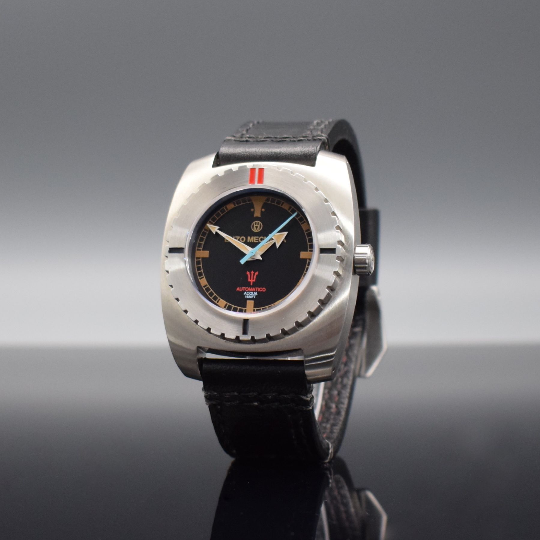 Detail b: ENZO MECHANA Acqua 1650FT Herrenarmbanduhr mit Tauchereigenschaften, um 2019, Automatik, massives verschr. Gehäuse m. Helium-Ventil, eins. drehb. ...