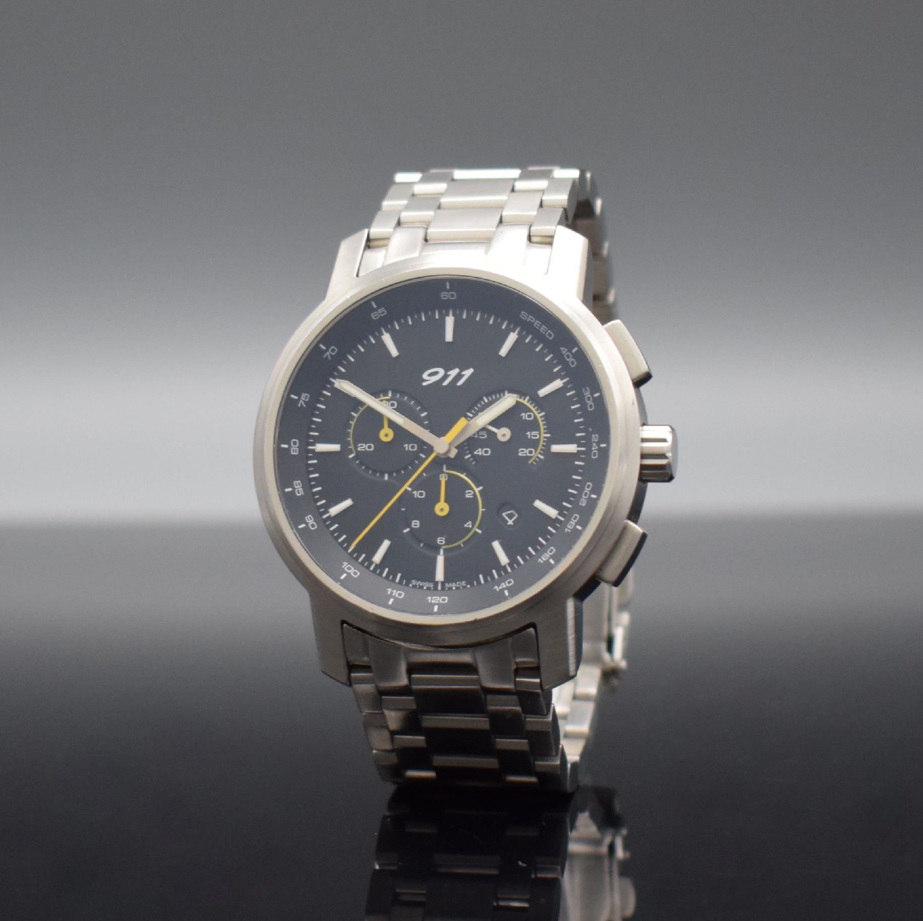 Detail b: PORSCHE DESIGN 911 Classic Chronograph Herrenarmbanduhr, um 2000, quarz, Ref. WAP0700060C, verschr. Edelstahlgeh. inkl. Gliederband m. Faltschl., ...