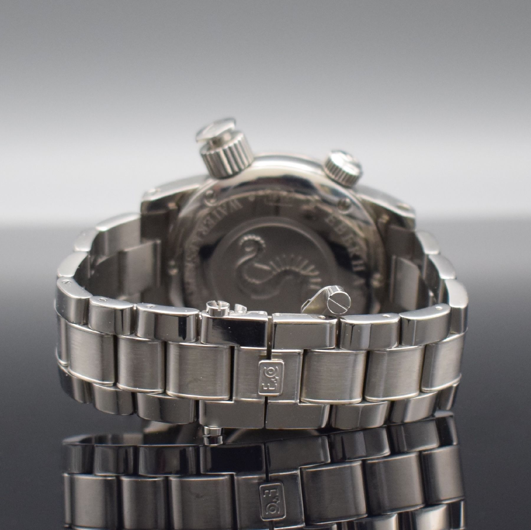 Detail d: EBERHARD & Co. SCAFODAT 500 Herrenarmbanduhr, Schweiz um 2010, Automatik, Ref. 41025, verschr. Gehäuse in Edelstahl, orig. Gliederband m. ...