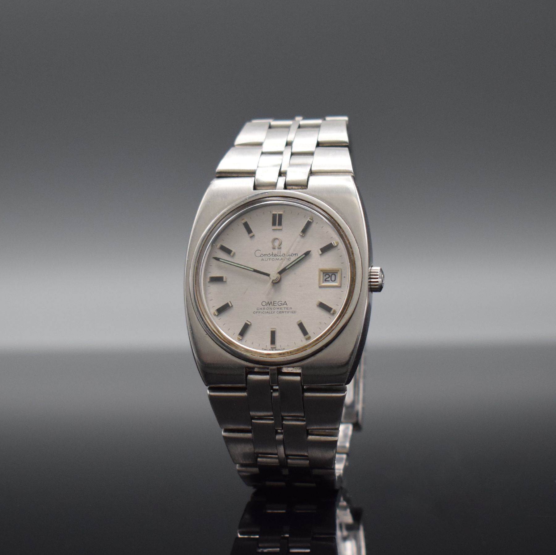 Detail b: Omega Constellation Chronometer Herrenarmbanduhr, Schweiz um 1969, Automatik, Ref. 166.066-168.046, Edelstahlgeh. inkl. orig. Gliederband m. ...