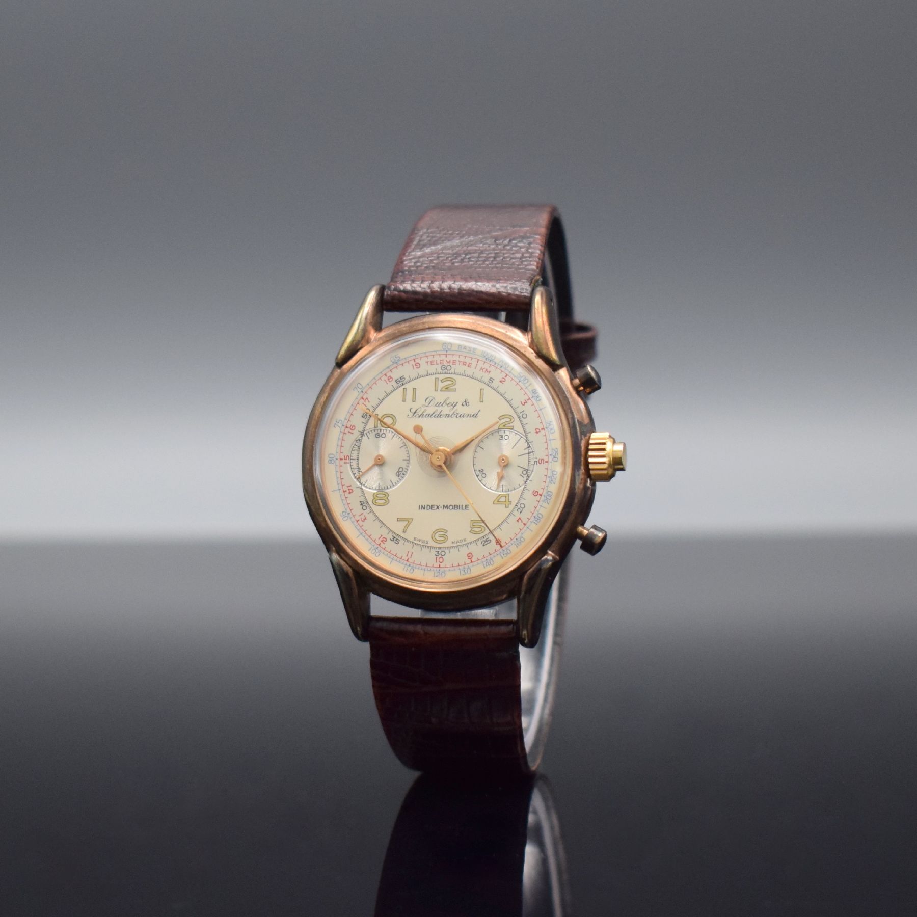 Detail b: DUBEY & SCHALDENBRAND Index-Mobile Semi- Rattrapante Chronograph, Schweiz um 1945/ 1990, Handaufzug, aus Restbeständen montierte Werke von ca. 1945, ...