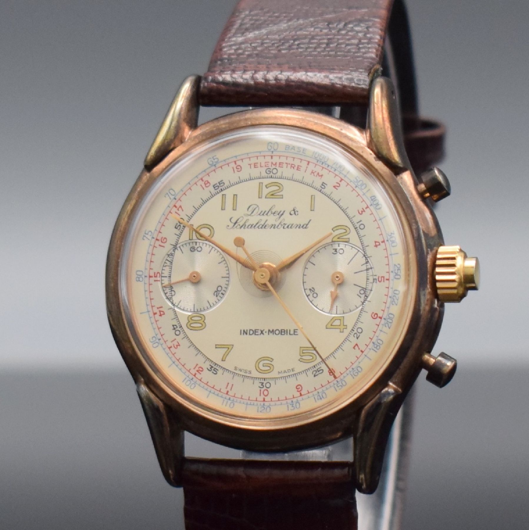 Detail c: DUBEY & SCHALDENBRAND Index-Mobile Semi- Rattrapante Chronograph, Schweiz um 1945/ 1990, Handaufzug, aus Restbeständen montierte Werke von ca. 1945, ...